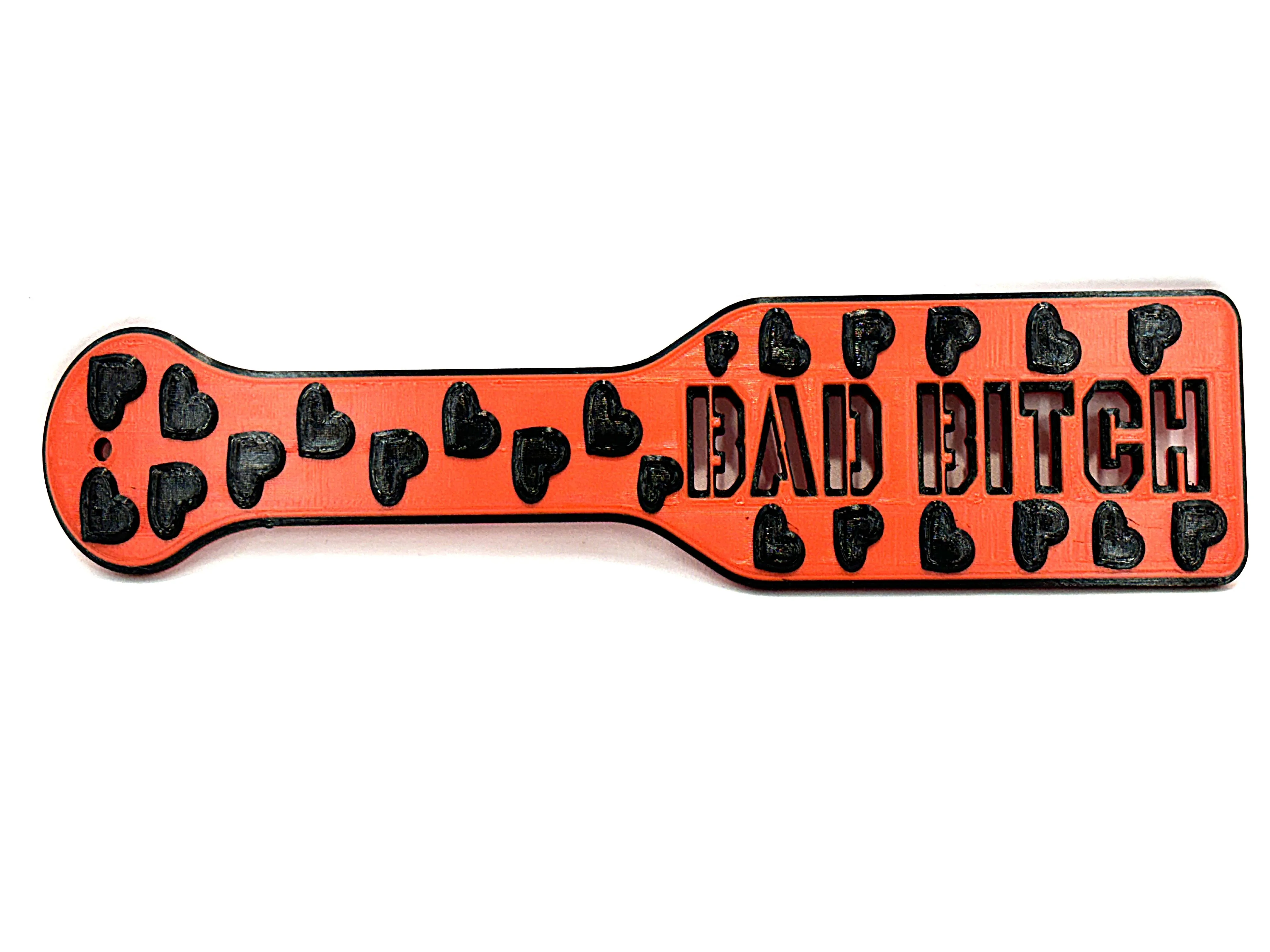 3D Printed Spanking Paddle BAD BITCH Red and Black