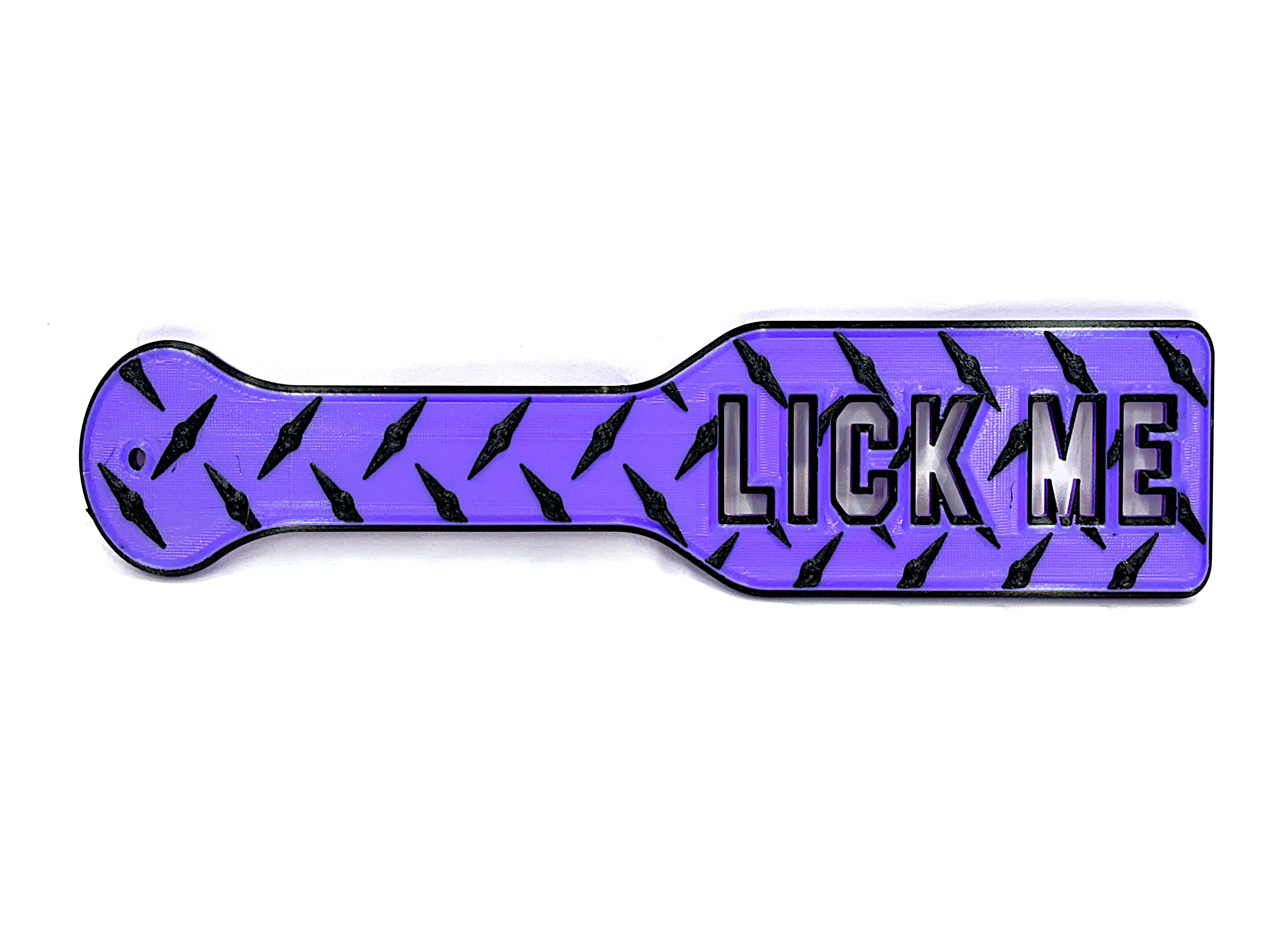 3D Printed Spanking Paddle LICK ME Purple and Black