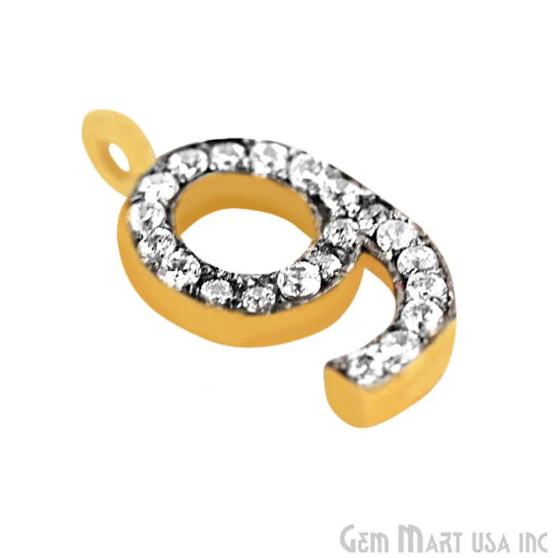 '9' Numbering CZ Pave Gold Vermeil Charm for Bracelet & Pendants