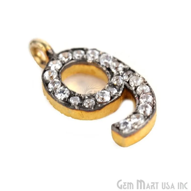 '9' Numbering CZ Pave Gold Vermeil Charm for Bracelet & Pendants