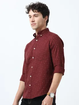 Astrid - Turkish Fit Printed Shirt- Maroon