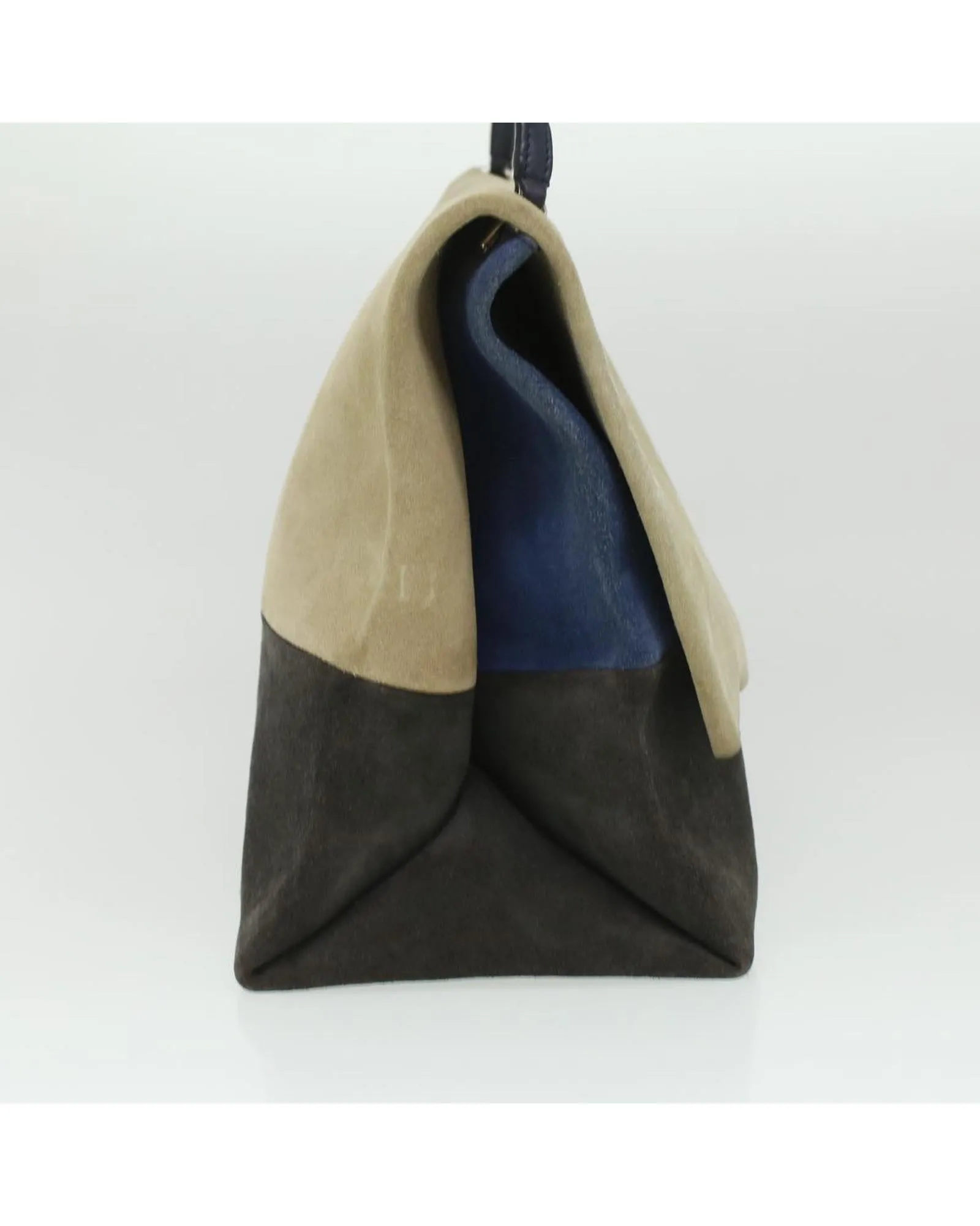 Authentic Beige Blue Black Suede Shoulder Bag