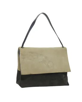 Authentic Beige Blue Black Suede Shoulder Bag