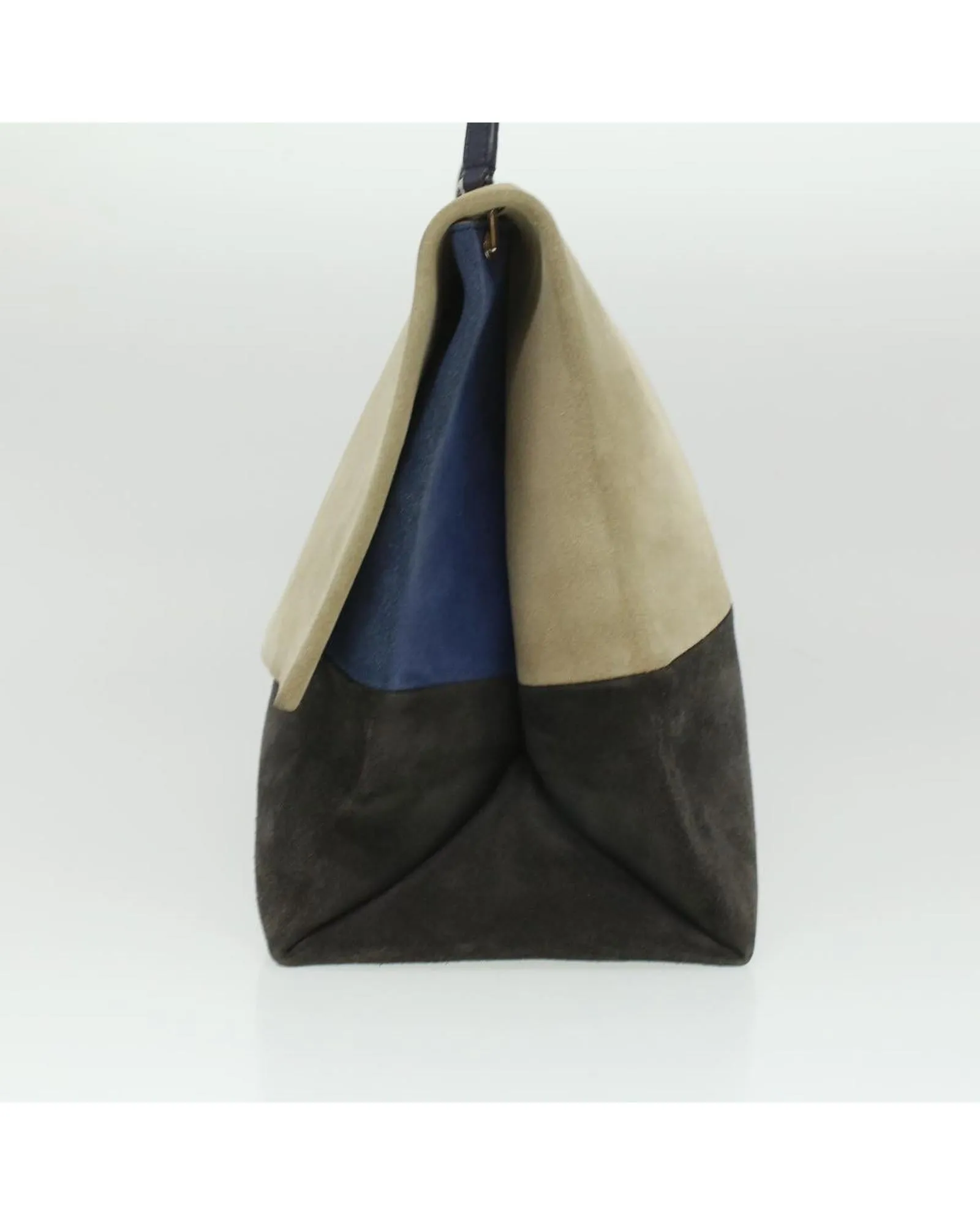 Authentic Beige Blue Black Suede Shoulder Bag