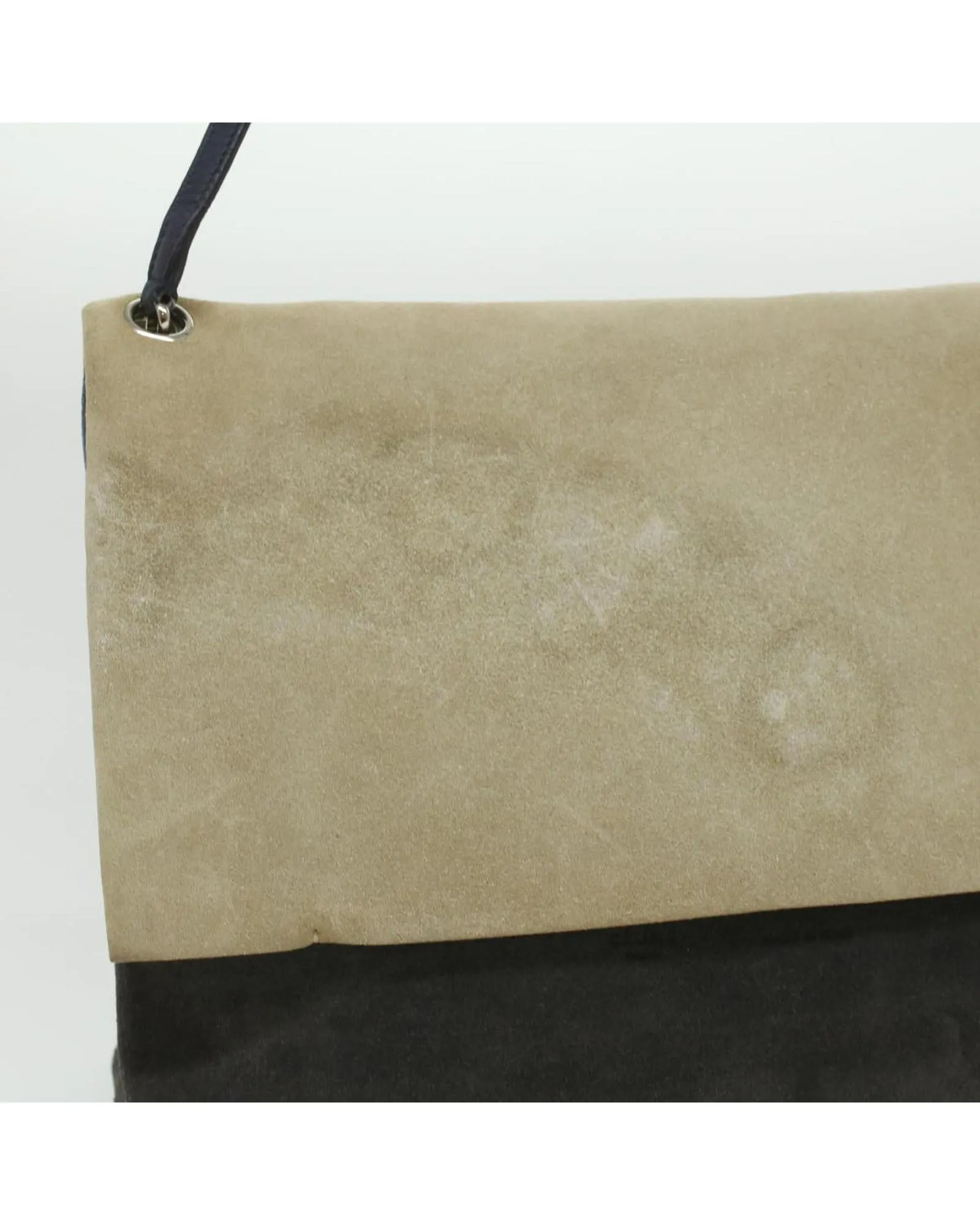 Authentic Beige Blue Black Suede Shoulder Bag