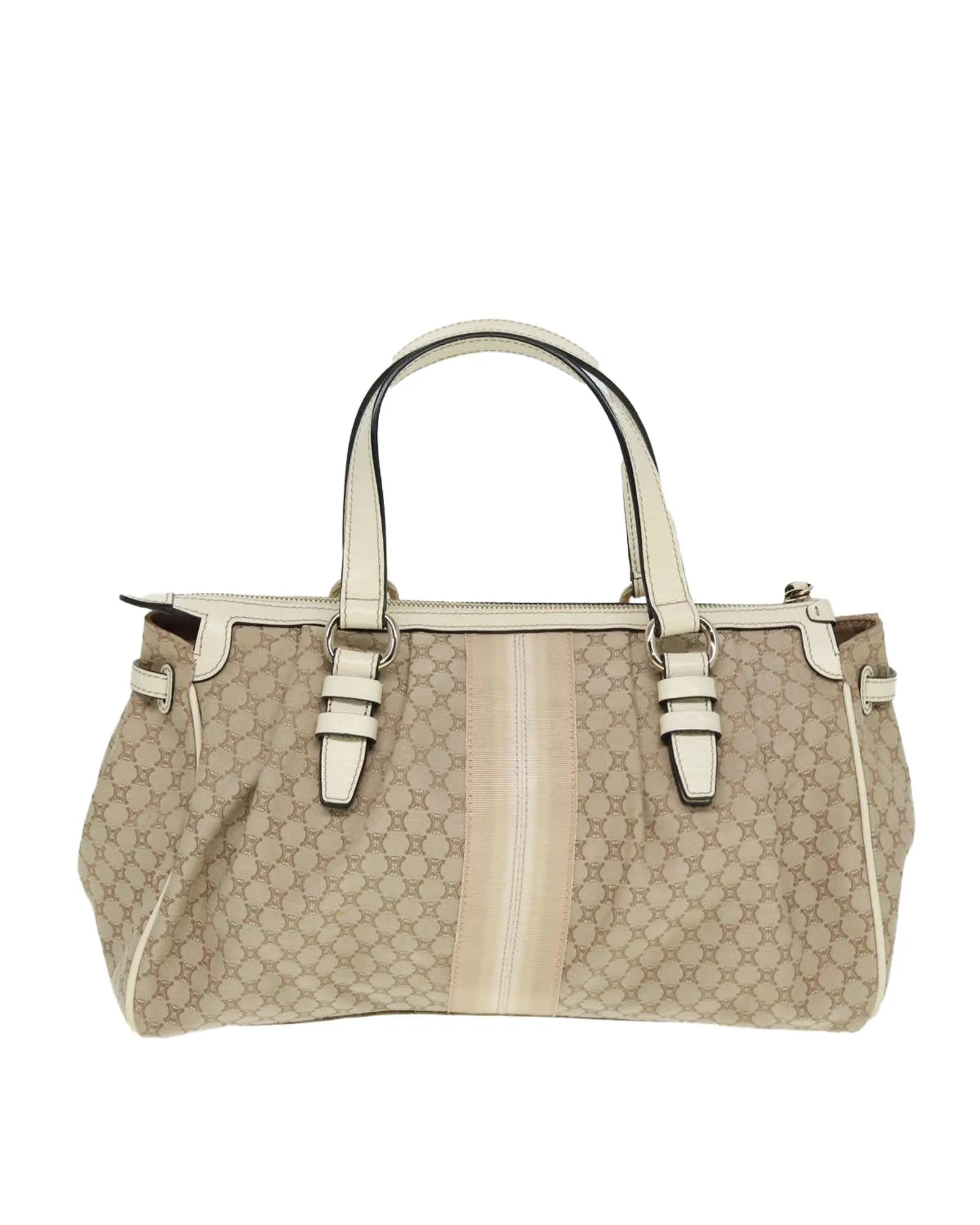 Authentic Beige Canvas Hand Bag with Unique Pattern by Celine