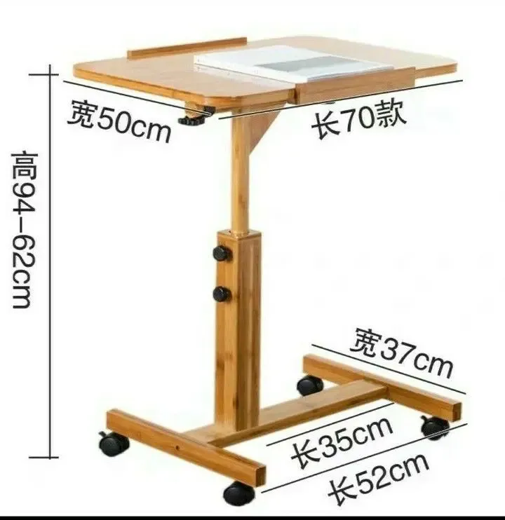 Bamboo Folding Table Laptop Stand With Wheels Study In Bed Multiple Use