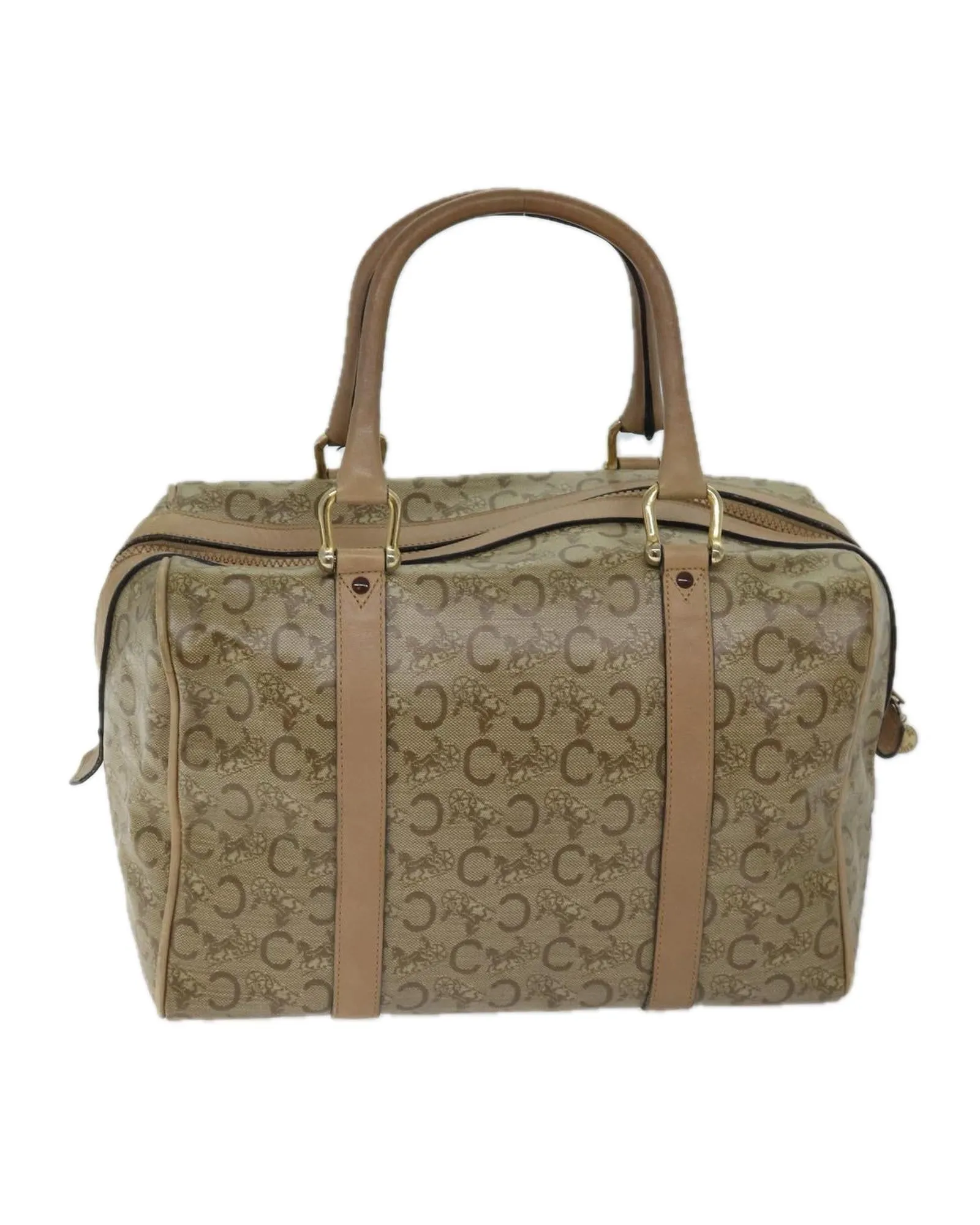 Beige Macadam Canvas Boston Bag with Accessories Made in Italy