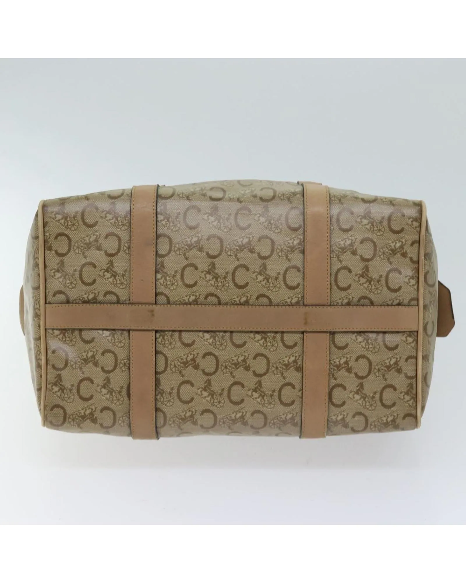 Beige Macadam Canvas Boston Bag with Accessories Made in Italy