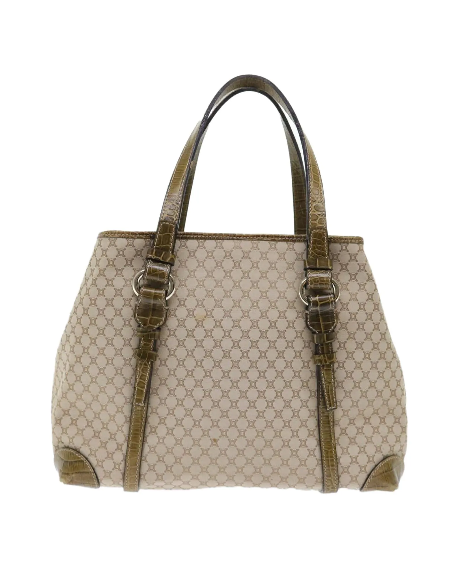 Beige Macadam Canvas Shoulder Bag with 24cm Drop