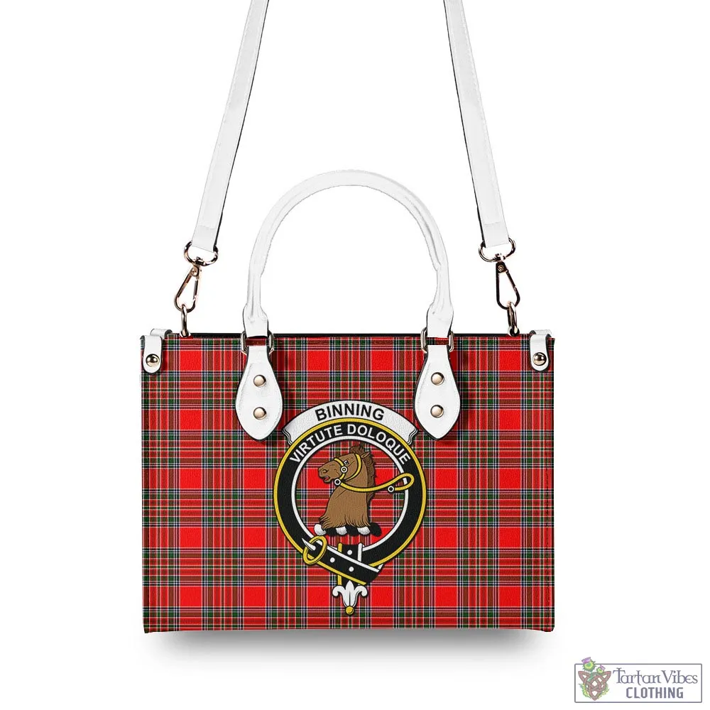 Binning Tartan Luxury Leather Handbags with Family Crest