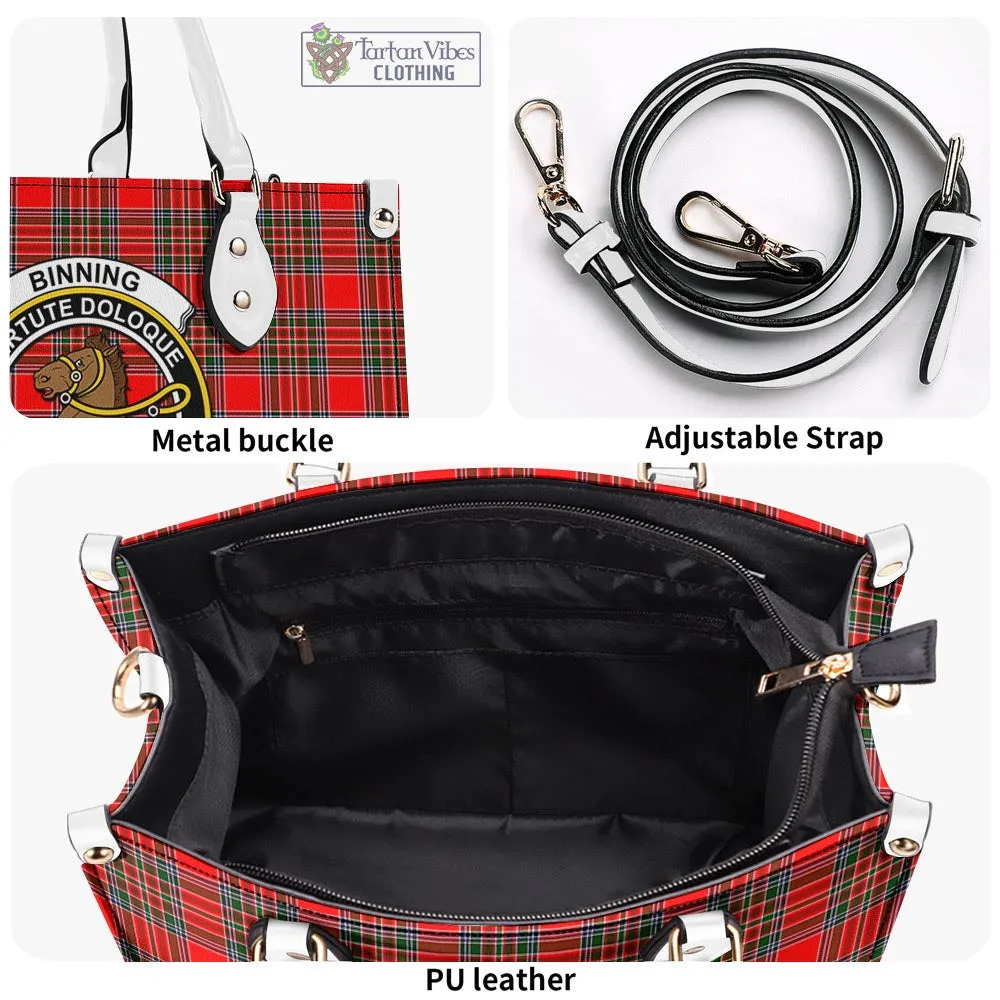 Binning Tartan Luxury Leather Handbags with Family Crest