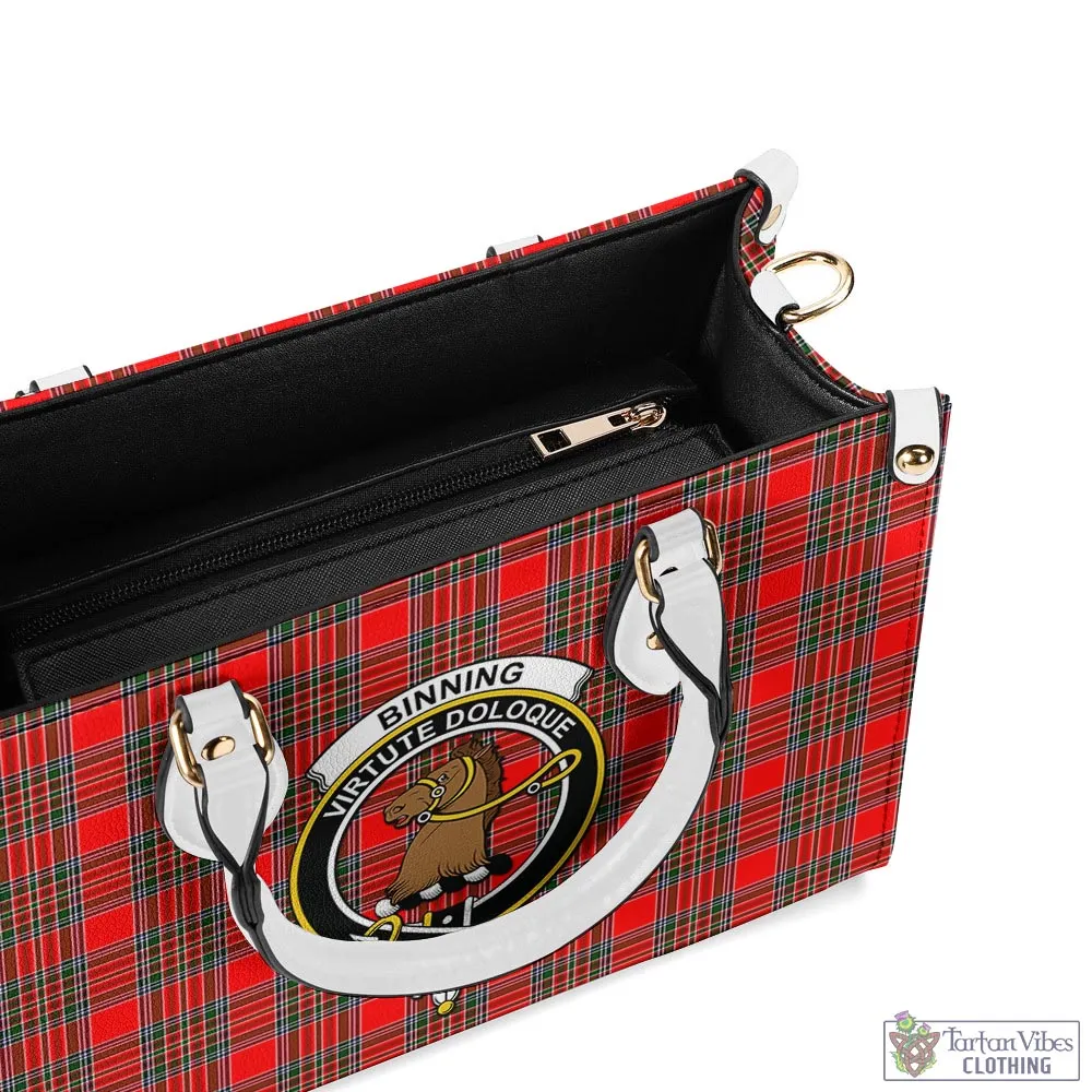 Binning Tartan Luxury Leather Handbags with Family Crest