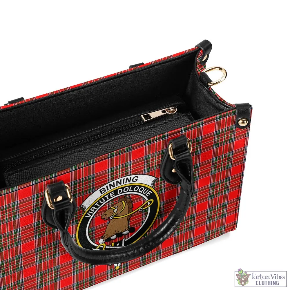 Binning Tartan Luxury Leather Handbags with Family Crest