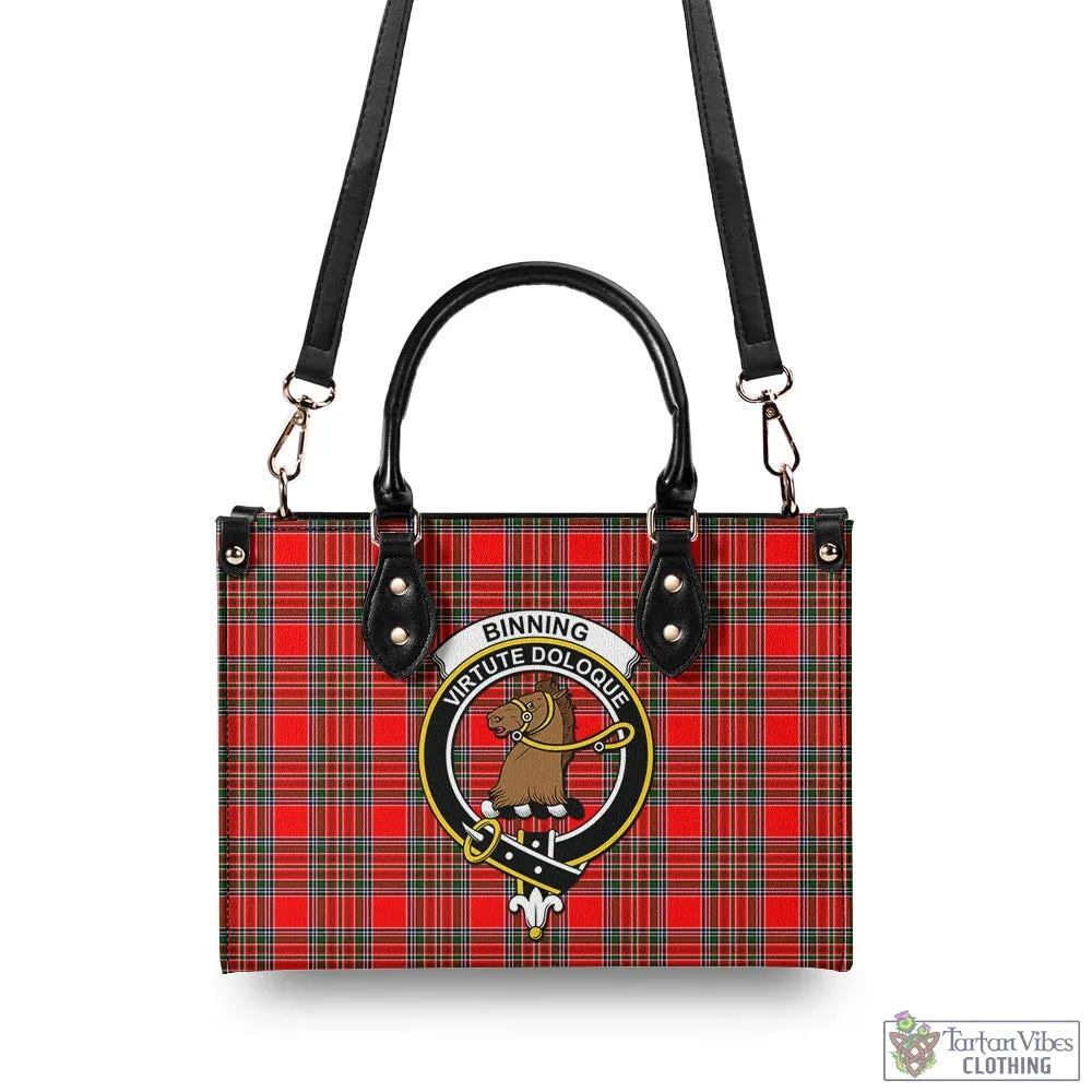 Binning Tartan Luxury Leather Handbags with Family Crest