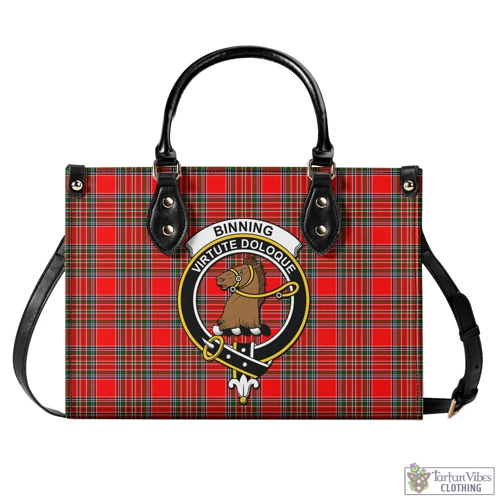 Binning Tartan Luxury Leather Handbags with Family Crest