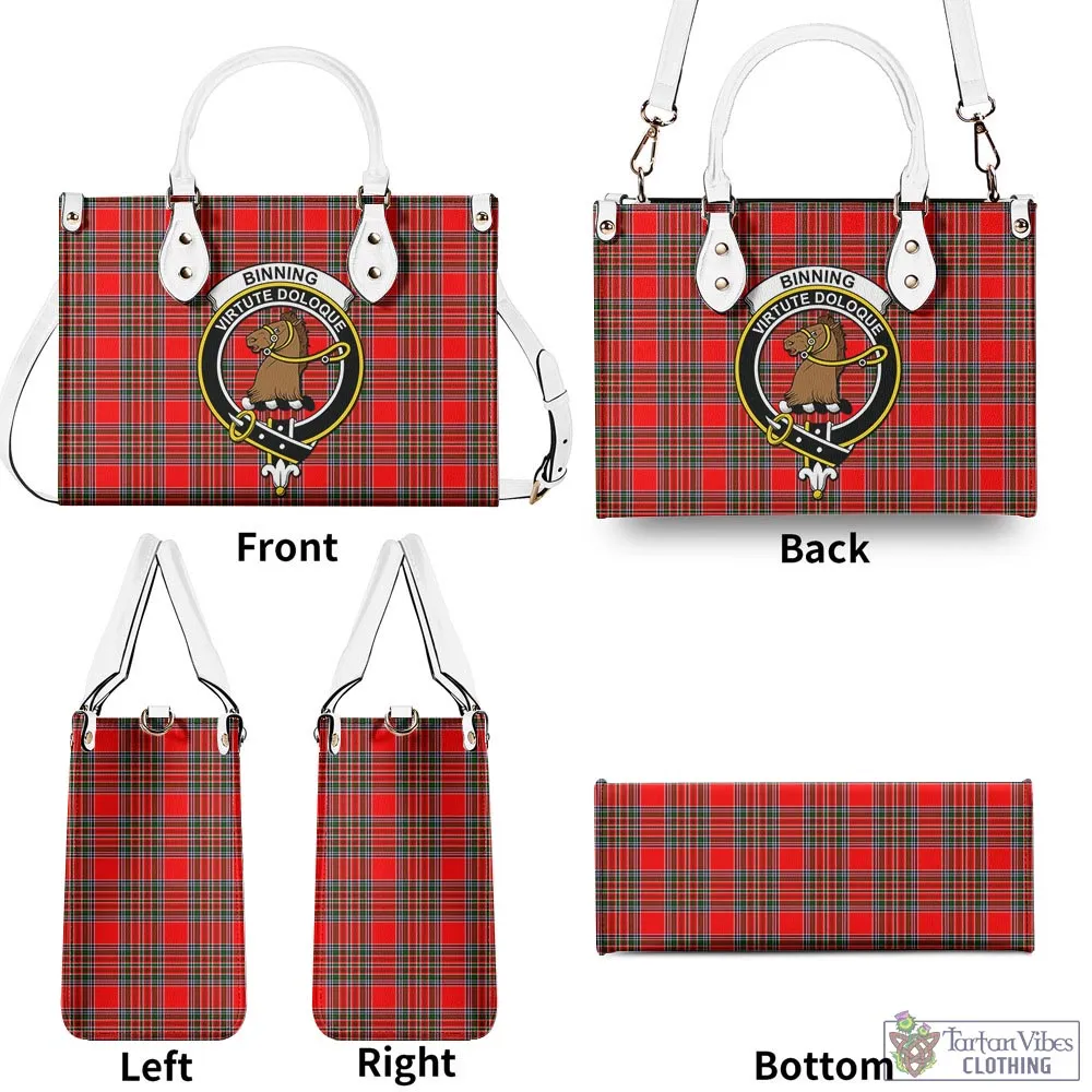 Binning Tartan Luxury Leather Handbags with Family Crest