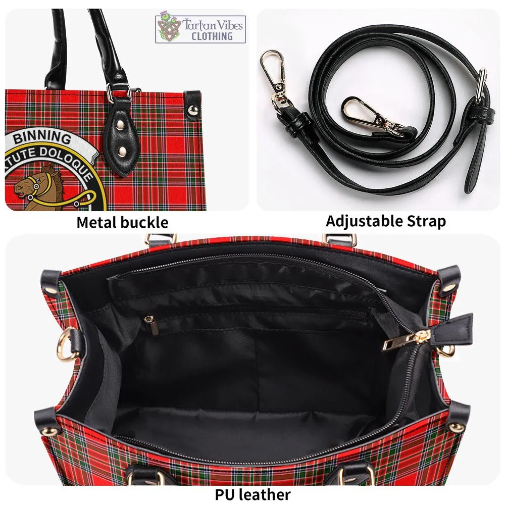 Binning Tartan Luxury Leather Handbags with Family Crest