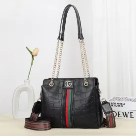 Black Branded Handbag for Women Crocodile Pattren A30