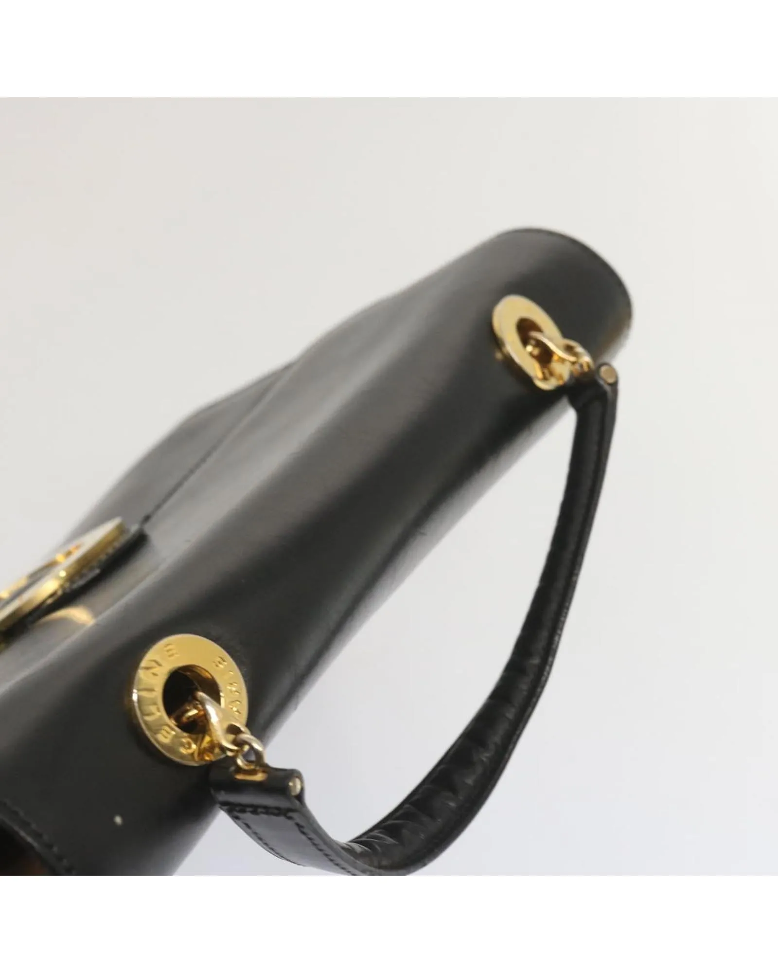 Black Leather Circle Hand Bag