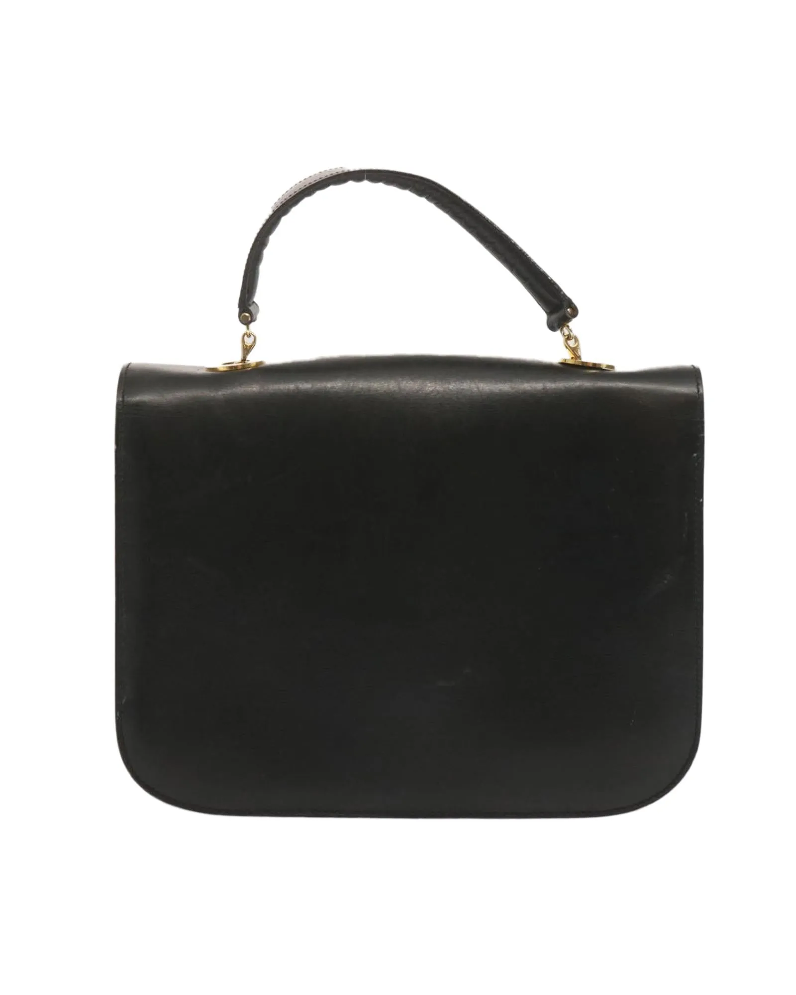 Black Leather Circle Hand Bag