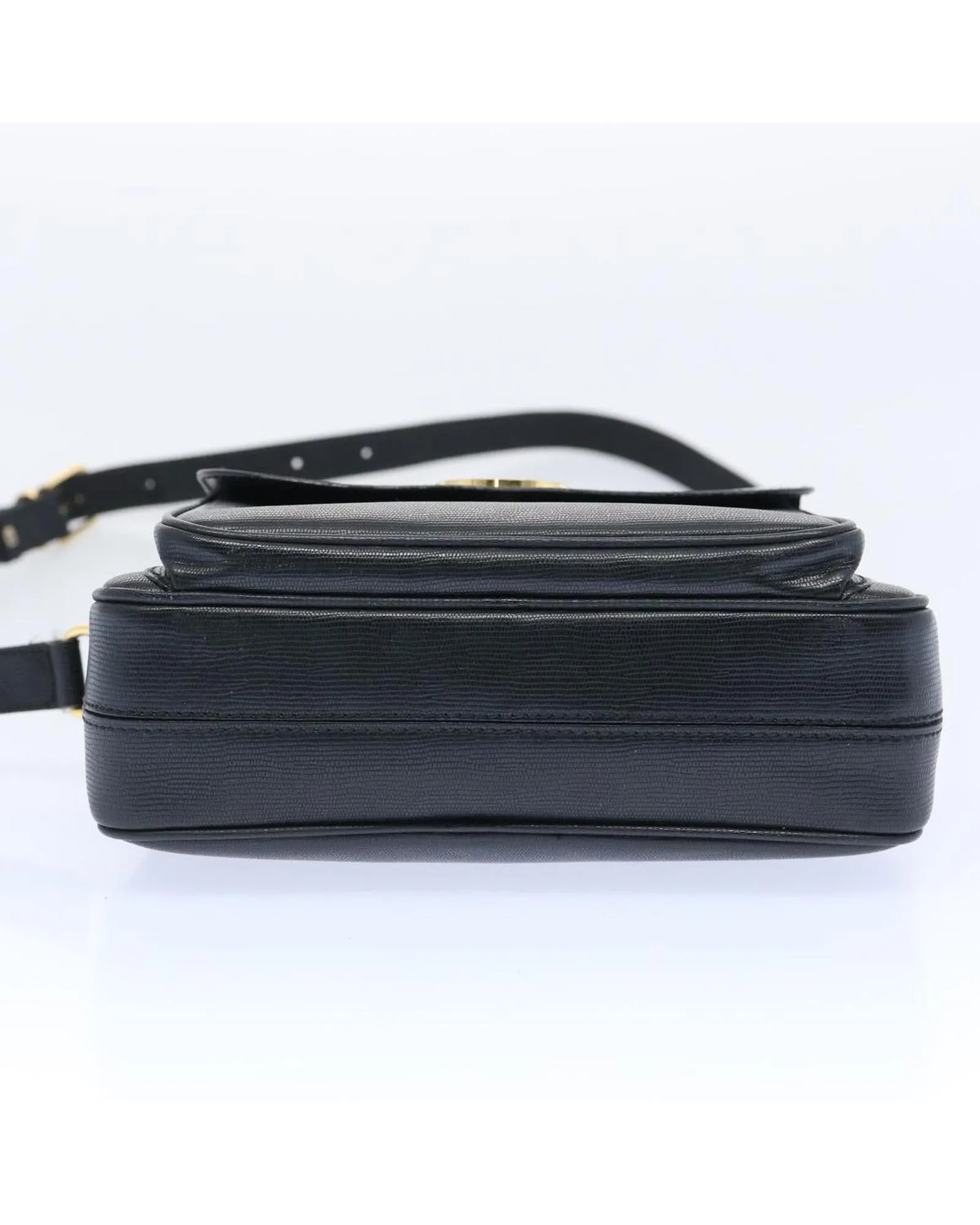 Black Leather Shoulder Bag with Adjustable Strap by Celine - Rank C (ep3112)