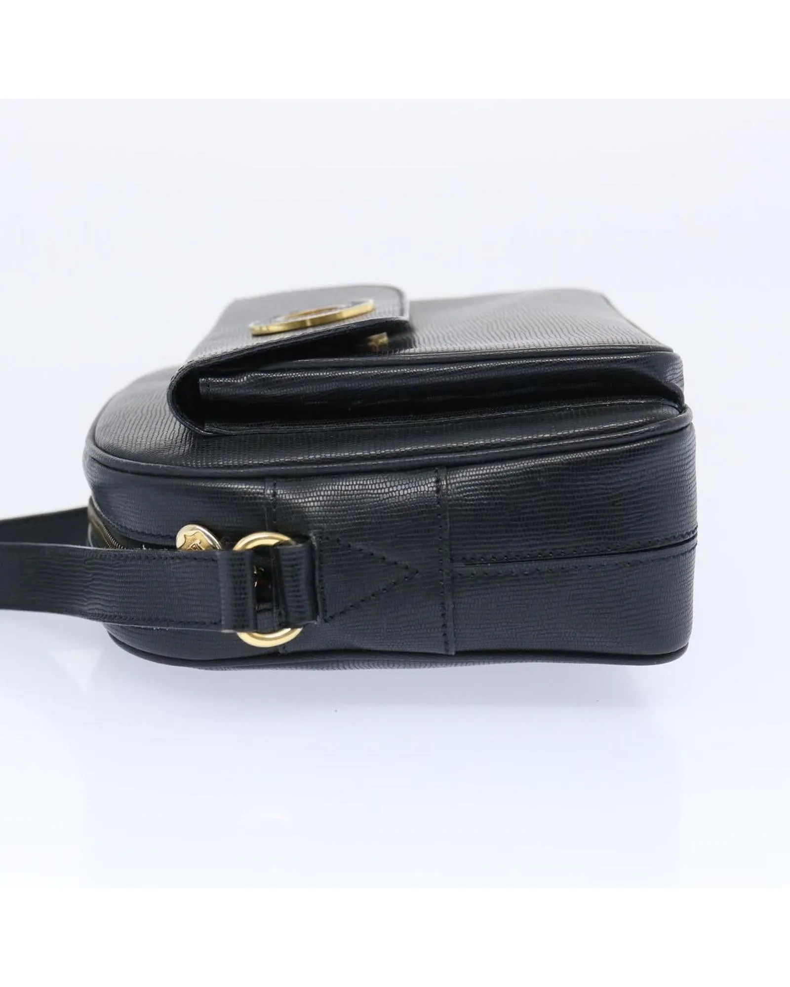 Black Leather Shoulder Bag with Adjustable Strap by Celine - Rank C (ep3112)