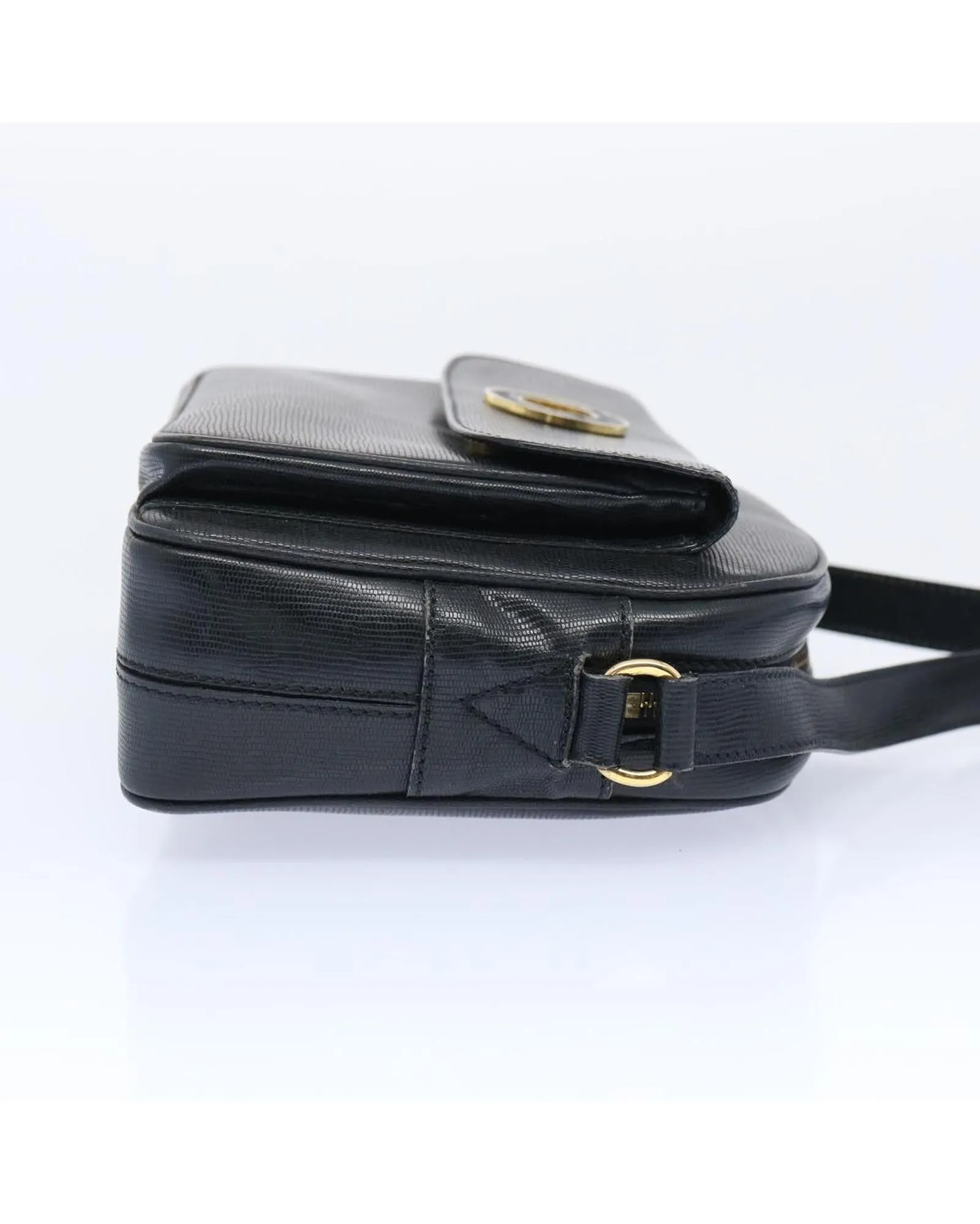 Black Leather Shoulder Bag with Adjustable Strap by Celine - Rank C (ep3112)