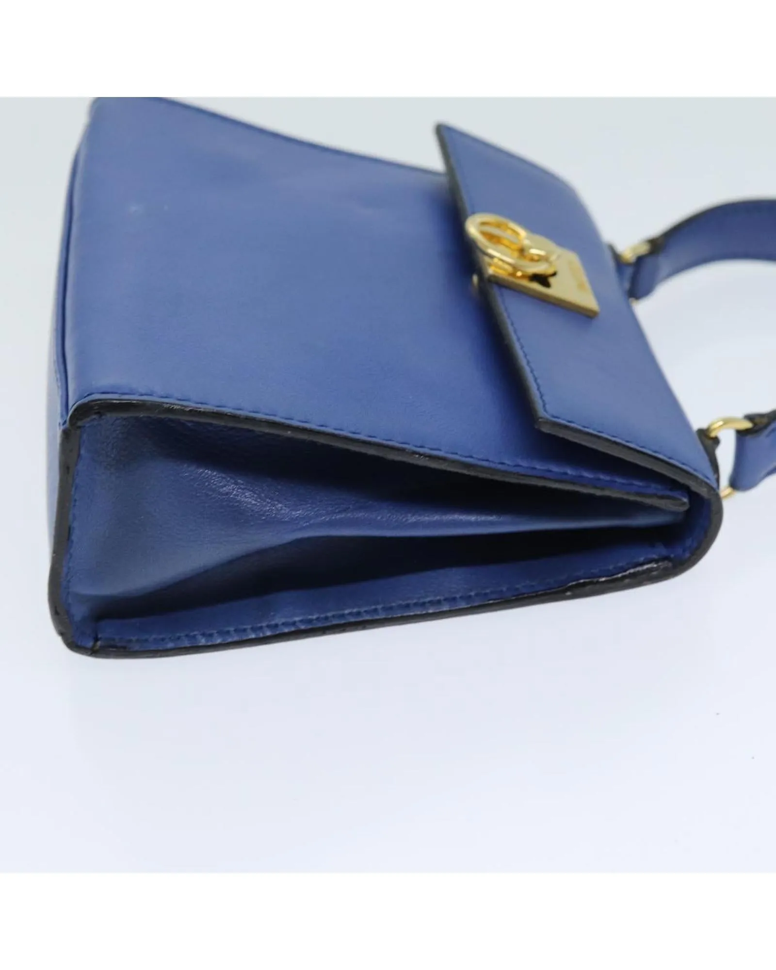 Blue Leather Hand Bag by Celine