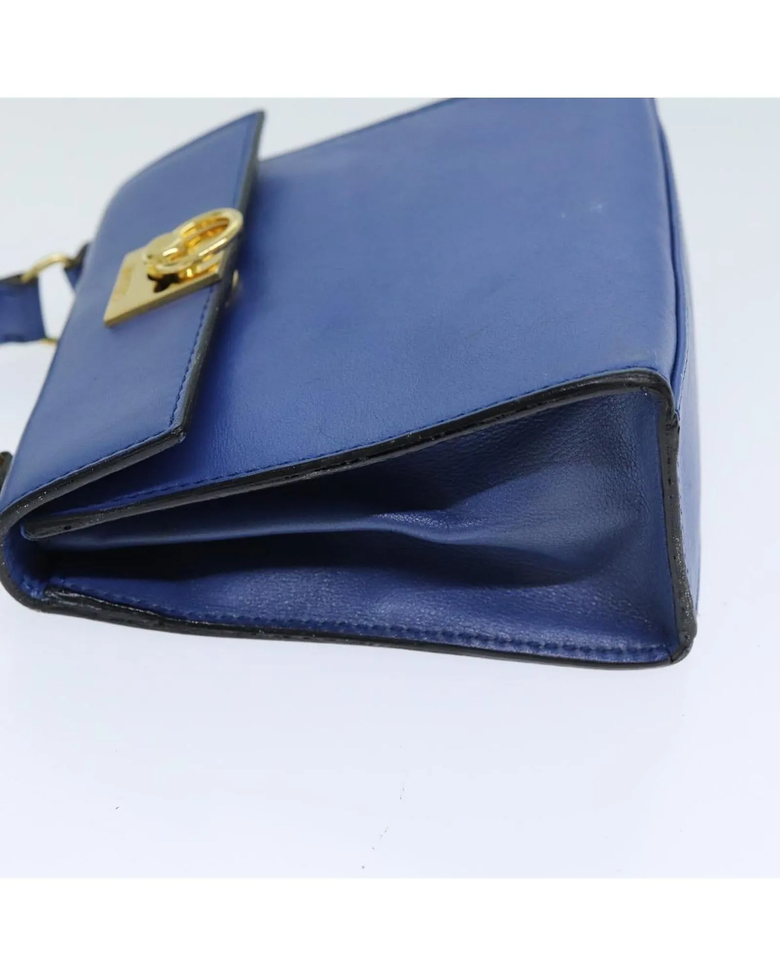 Blue Leather Hand Bag by Celine