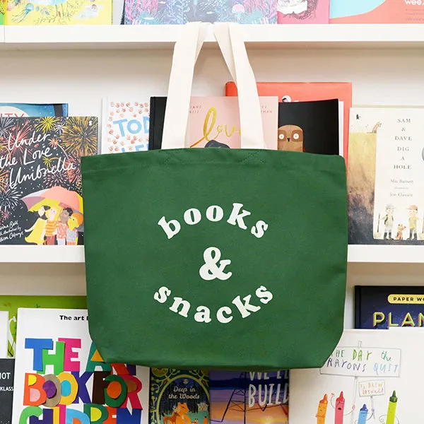 Books & Snacks Large Canvas Tote Bag