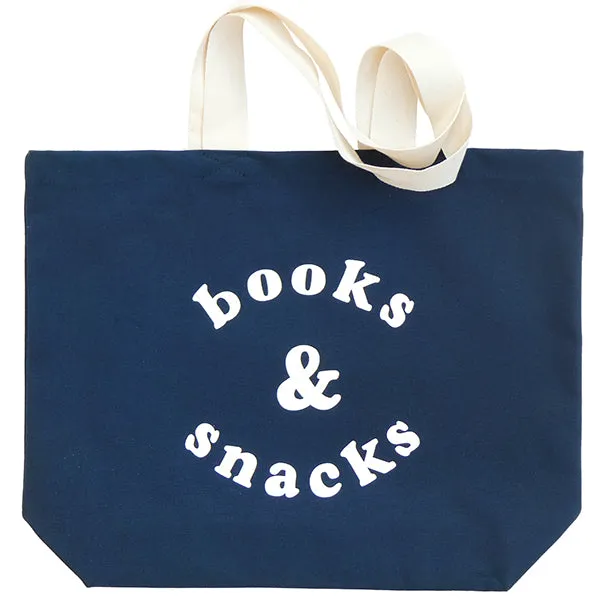 Books & Snacks Large Canvas Tote Bag