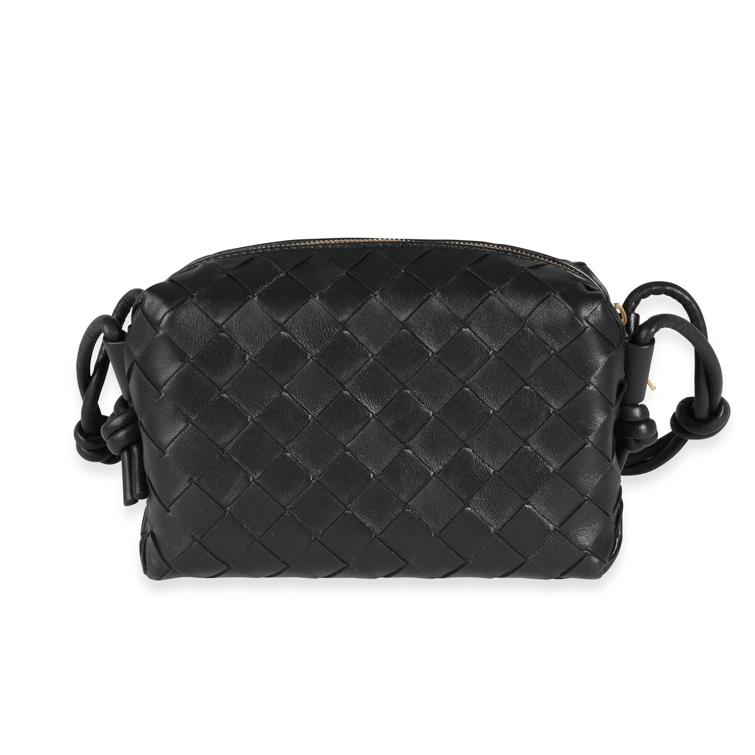 Bottega Veneta Black Intrecciato Leather Mini Loop Crossbody Bag