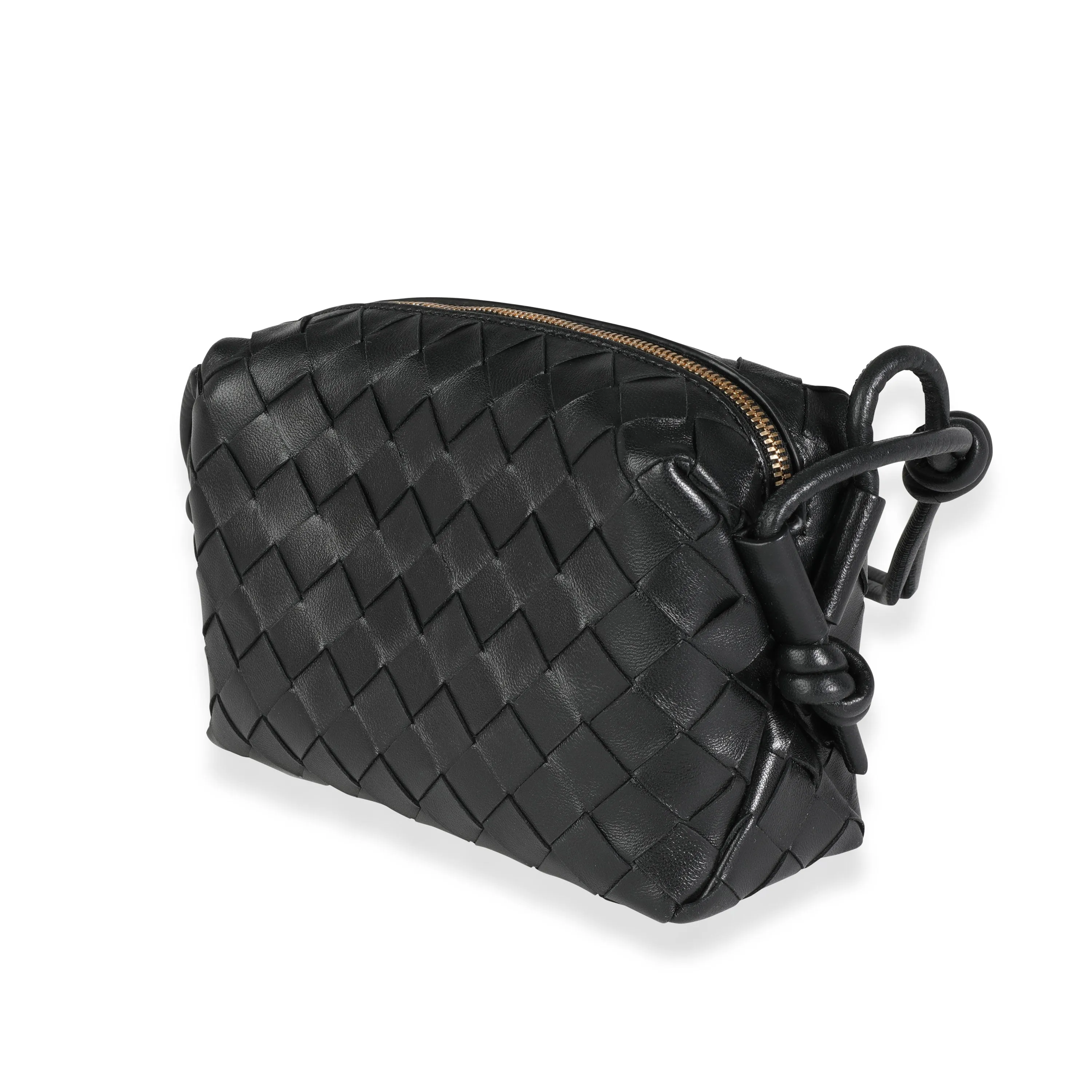 Bottega Veneta Black Intrecciato Leather Mini Loop Crossbody Bag