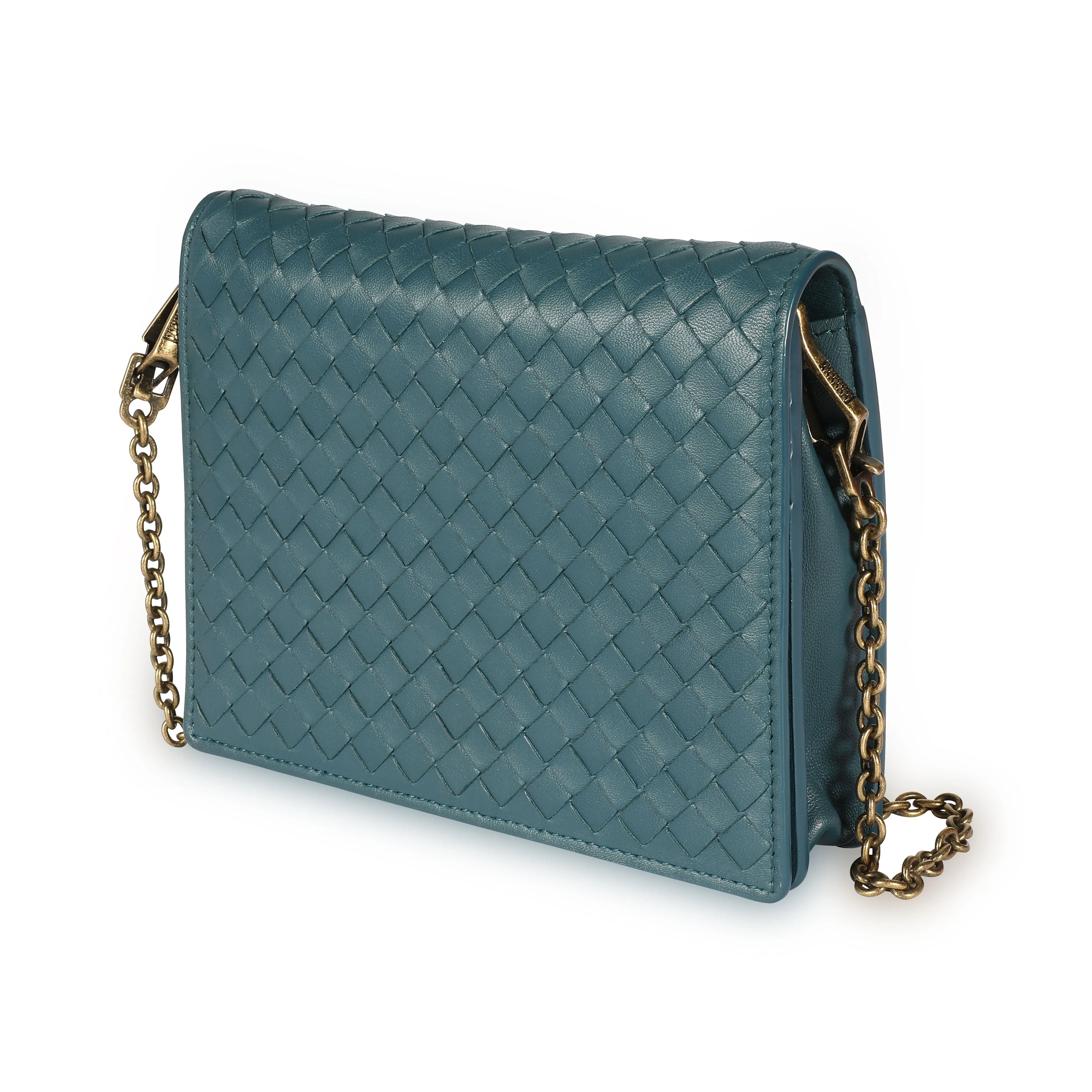 Bottega Veneta Brighton Intrecciato Leather Chain Wallet