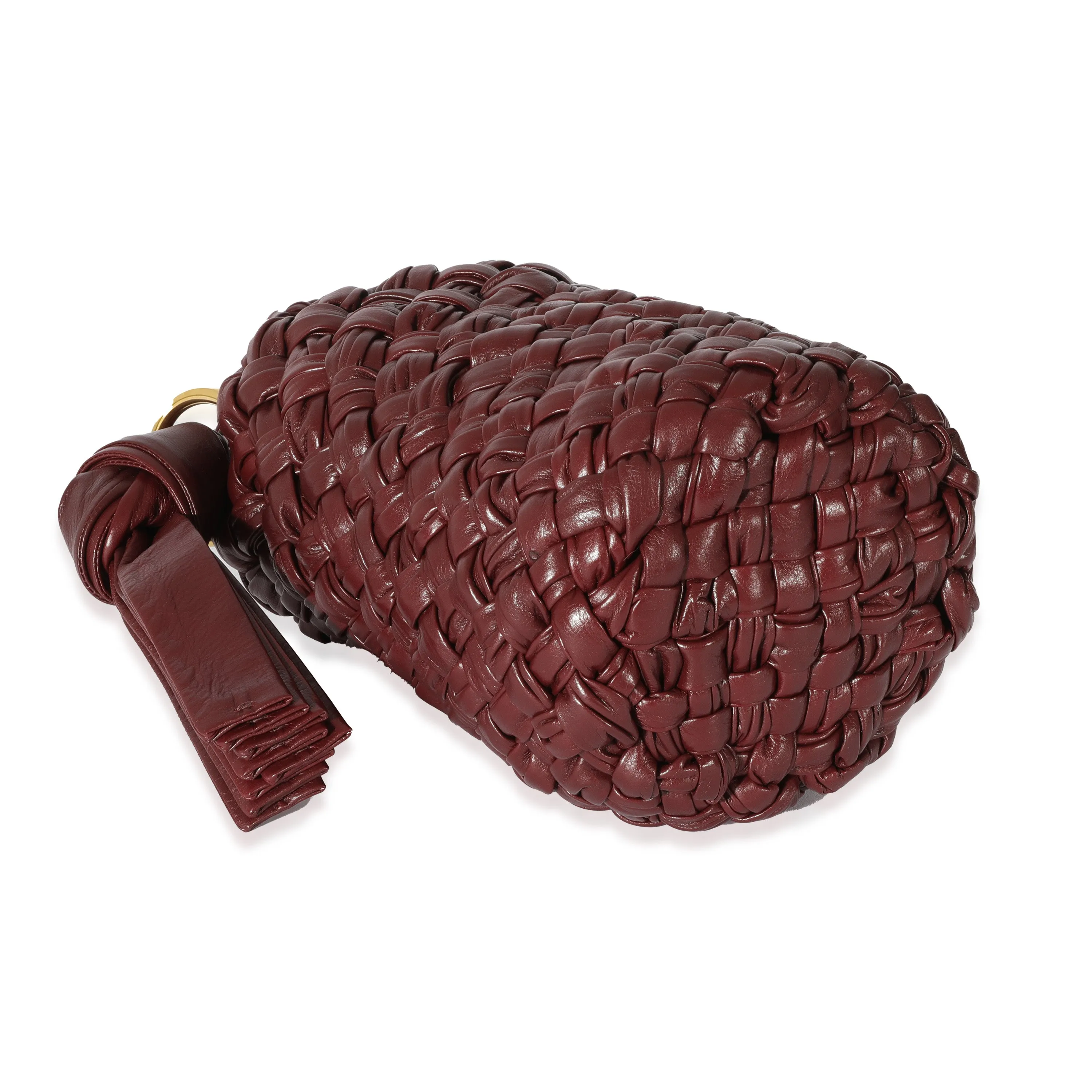 Bottega Veneta Burgundy Intreccio Leather Kalimero Bucket