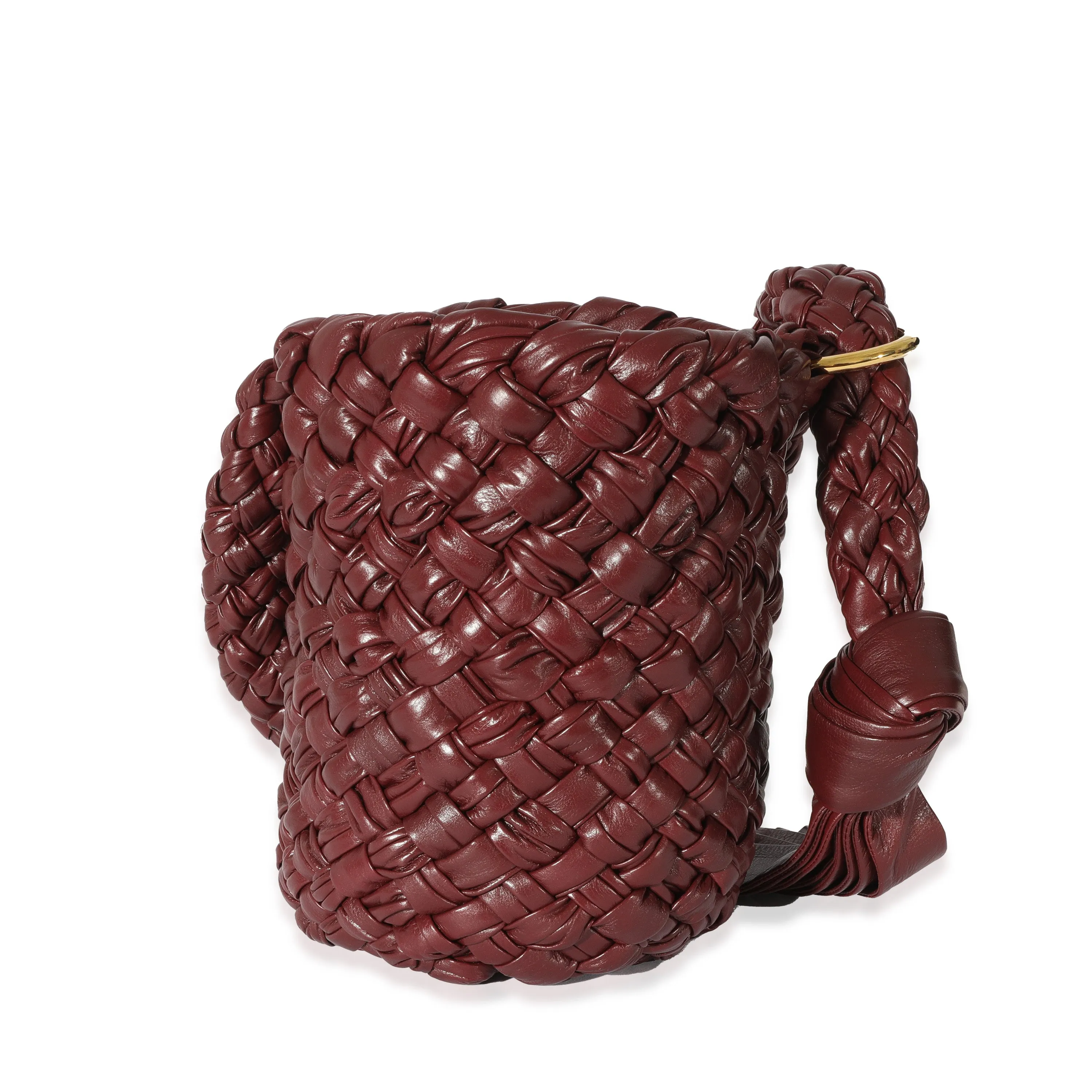 Bottega Veneta Burgundy Intreccio Leather Kalimero Bucket