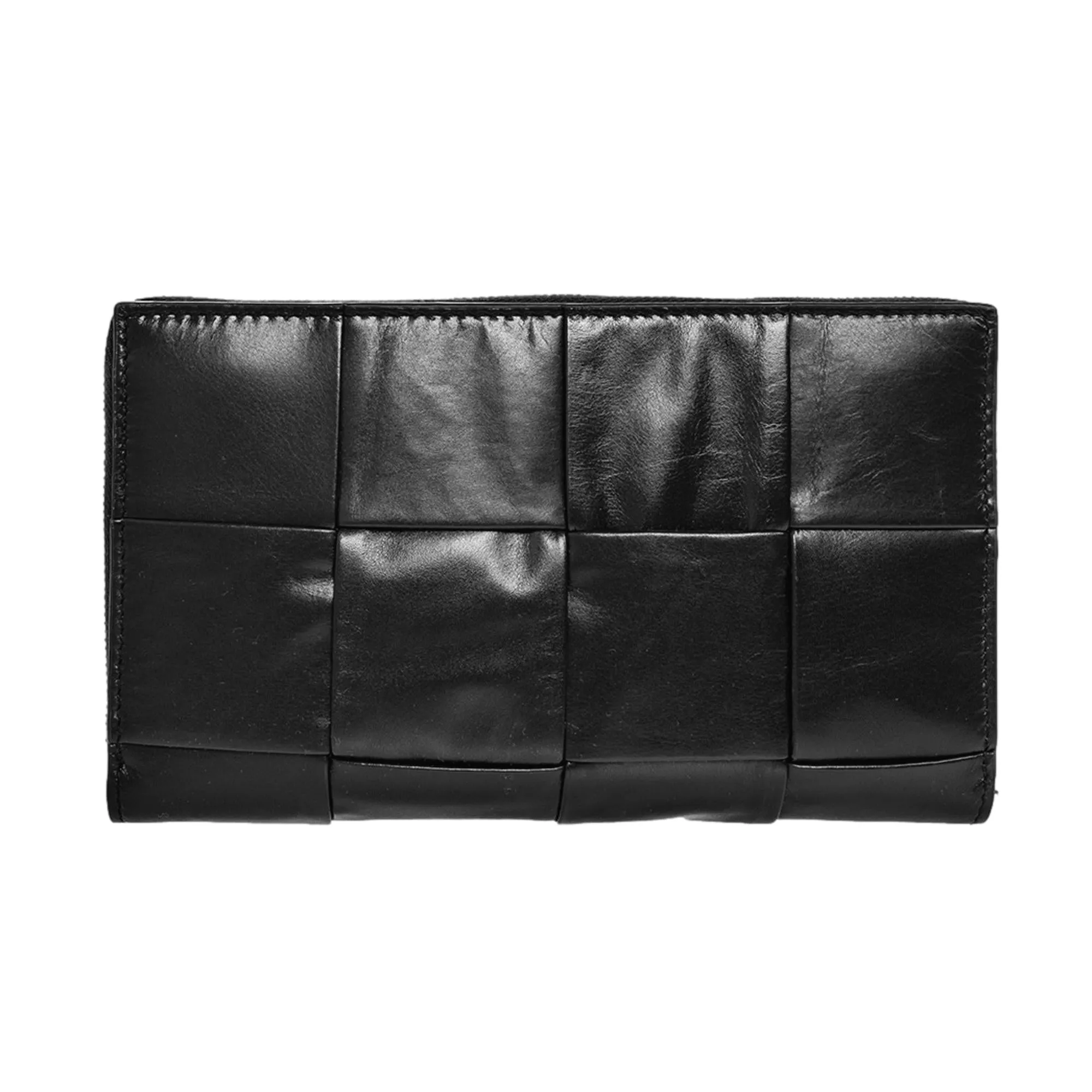 Bottega Veneta Intrecciato Cassette Black Leather Zip Wallet