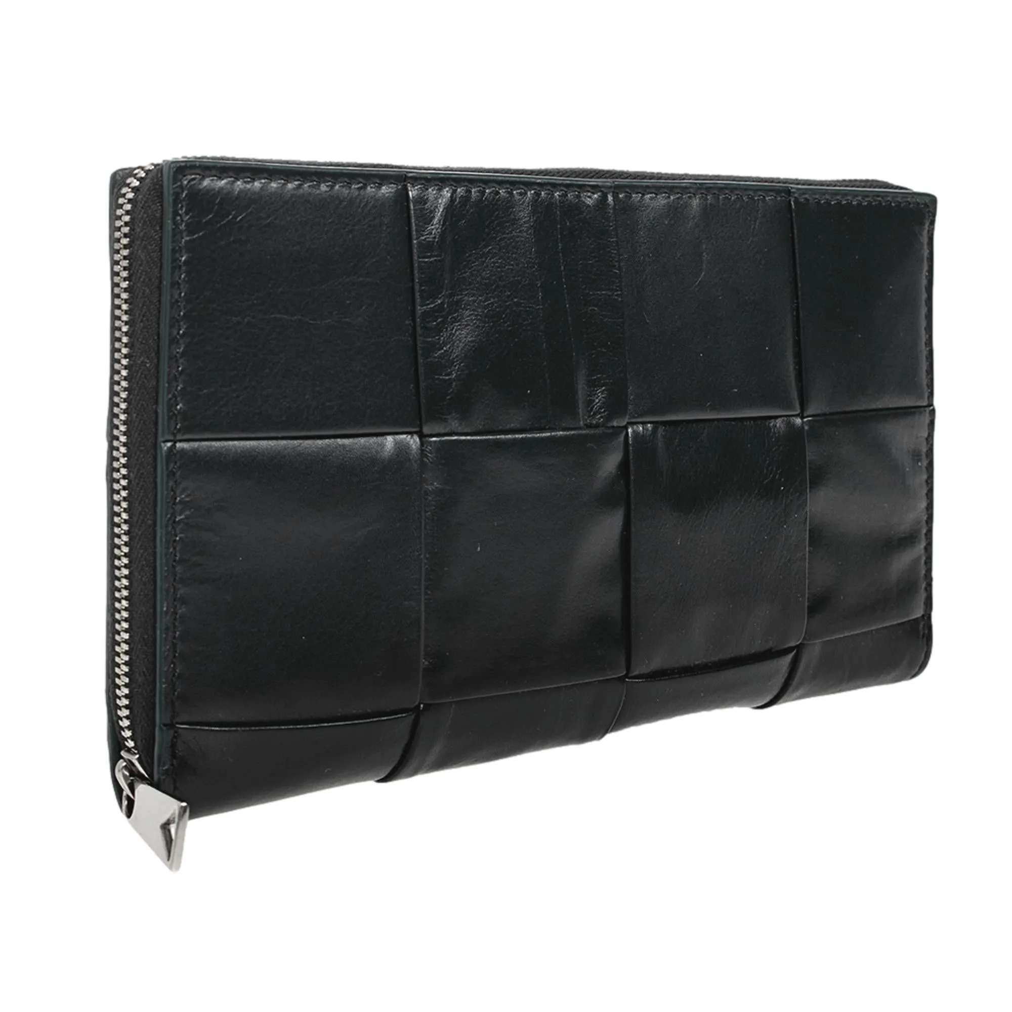 Bottega Veneta Intrecciato Cassette Black Leather Zip Wallet