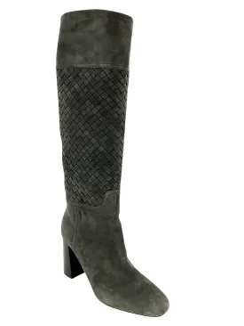 BOTTEGA VENETA Intrecciato Woven Suede Knee-High Boots Size 7.5