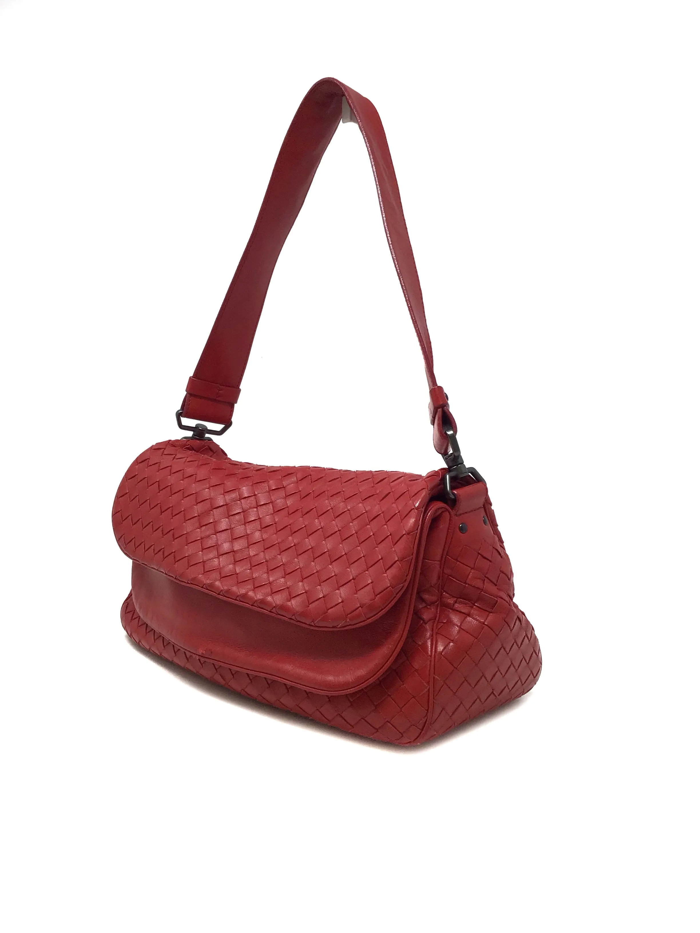 Bottega Veneta Red WDB! Intrecciato Flap Shoulder Bag & Mirror