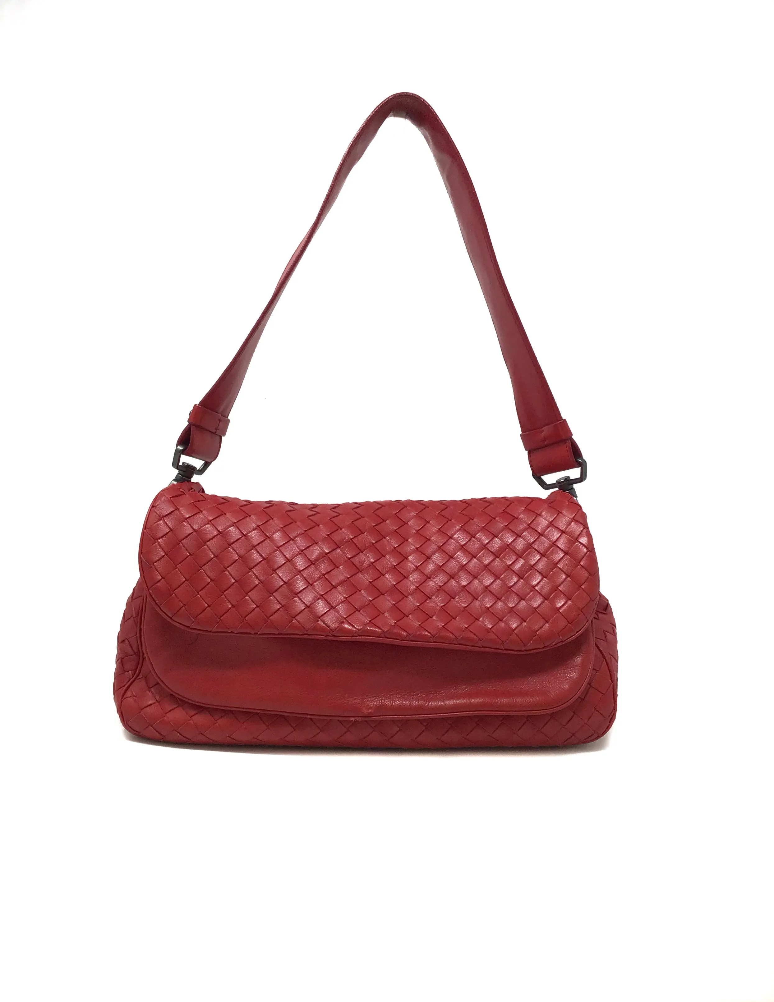 Bottega Veneta Red WDB! Intrecciato Flap Shoulder Bag & Mirror