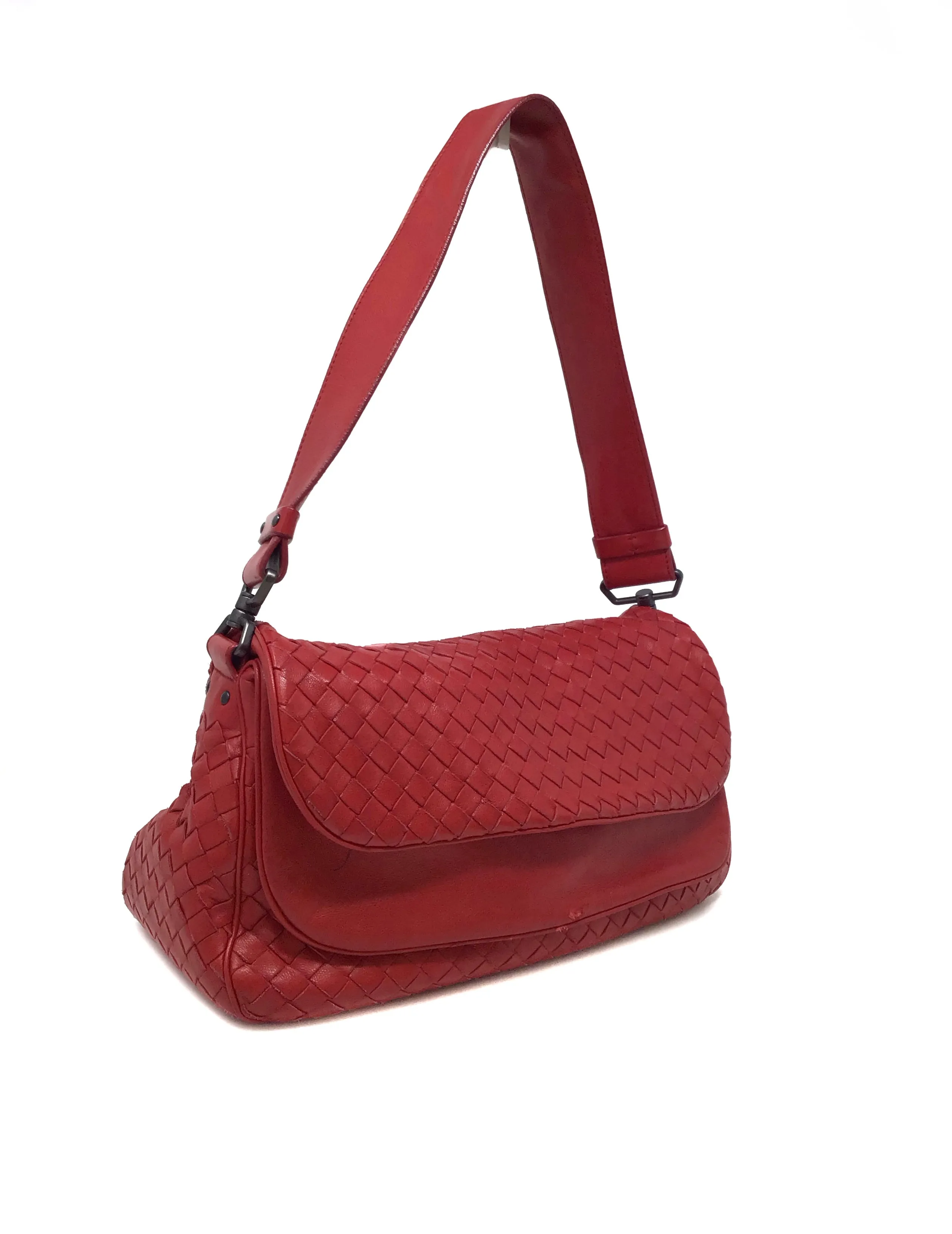 Bottega Veneta Red WDB! Intrecciato Flap Shoulder Bag & Mirror