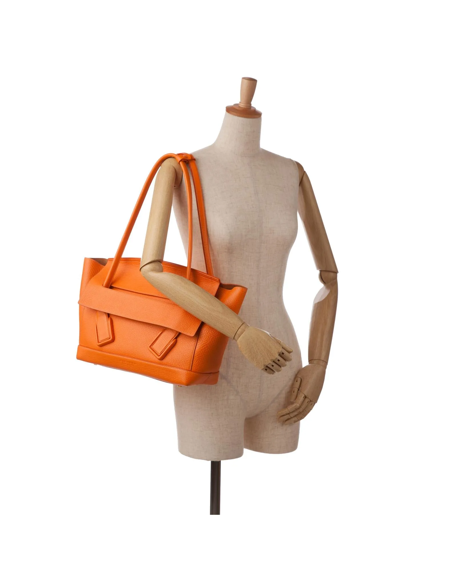 Bottega Veneta The Pouch 19 Orange Leather Tote Bag