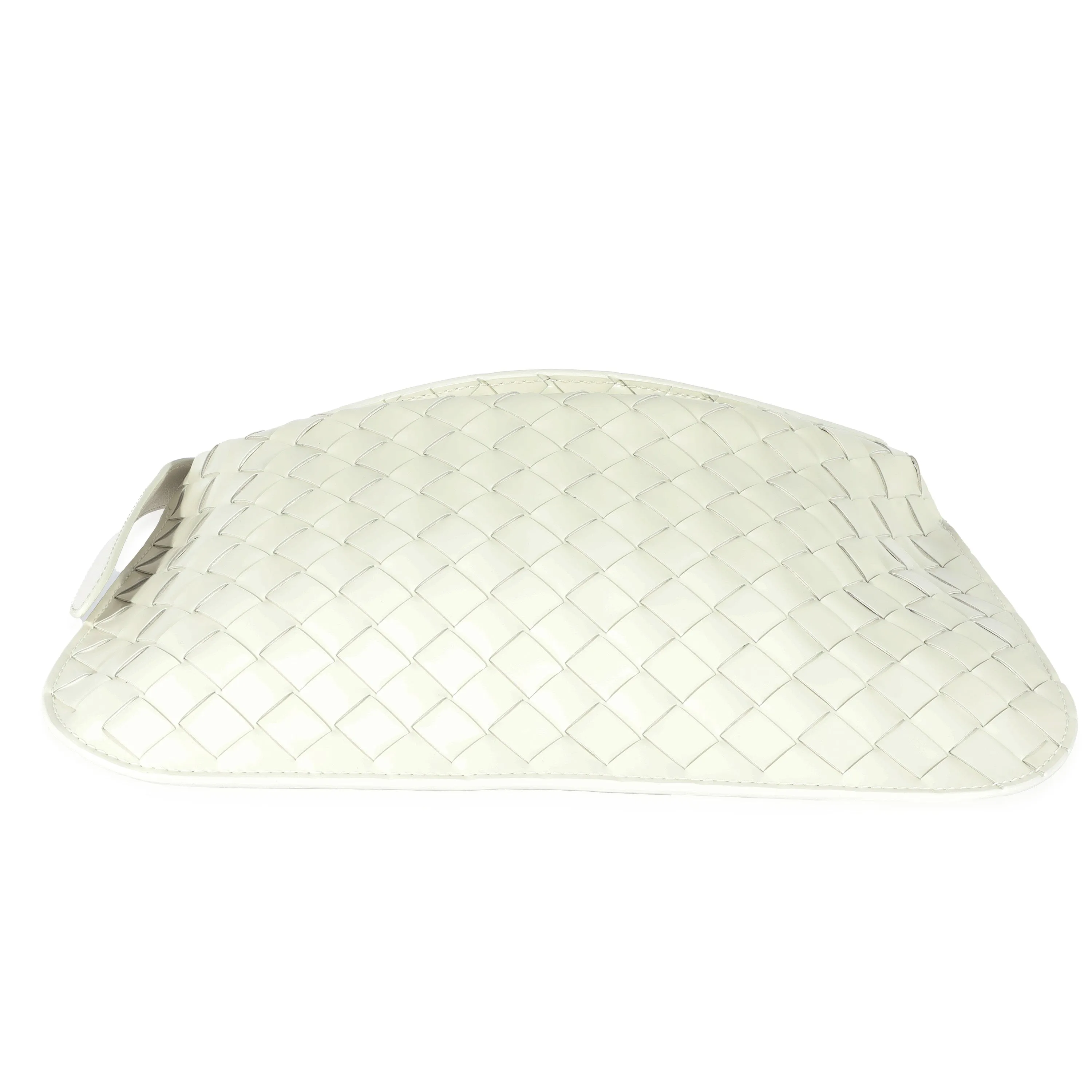 Bottega Veneta White Patent Intrecciato Shoulder Bag