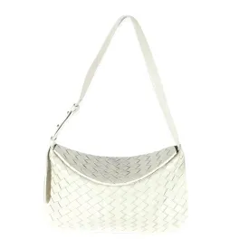 Bottega Veneta White Patent Intrecciato Shoulder Bag