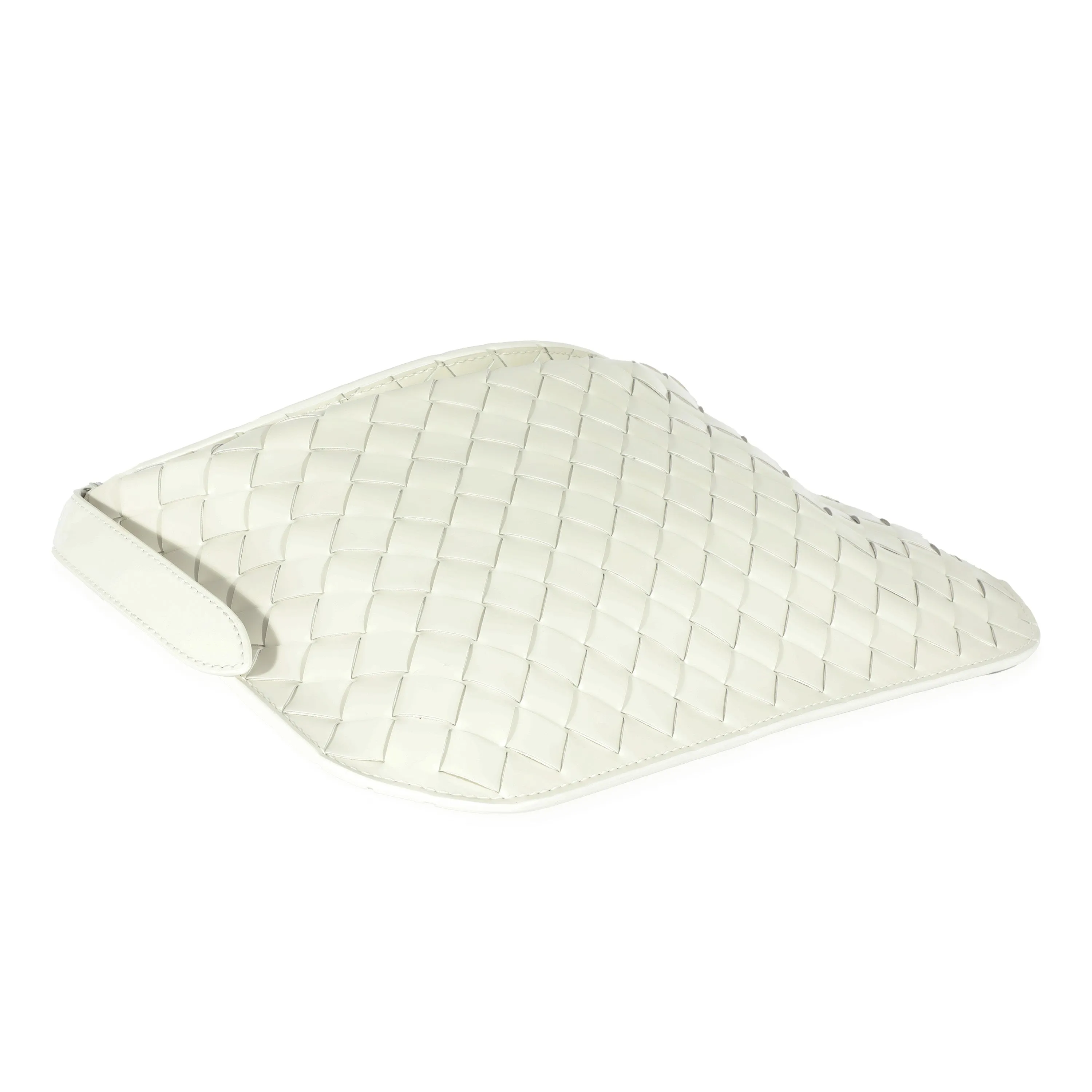 Bottega Veneta White Patent Intrecciato Shoulder Bag