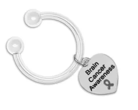 Brain Cancer Awareness Heart Key Chains