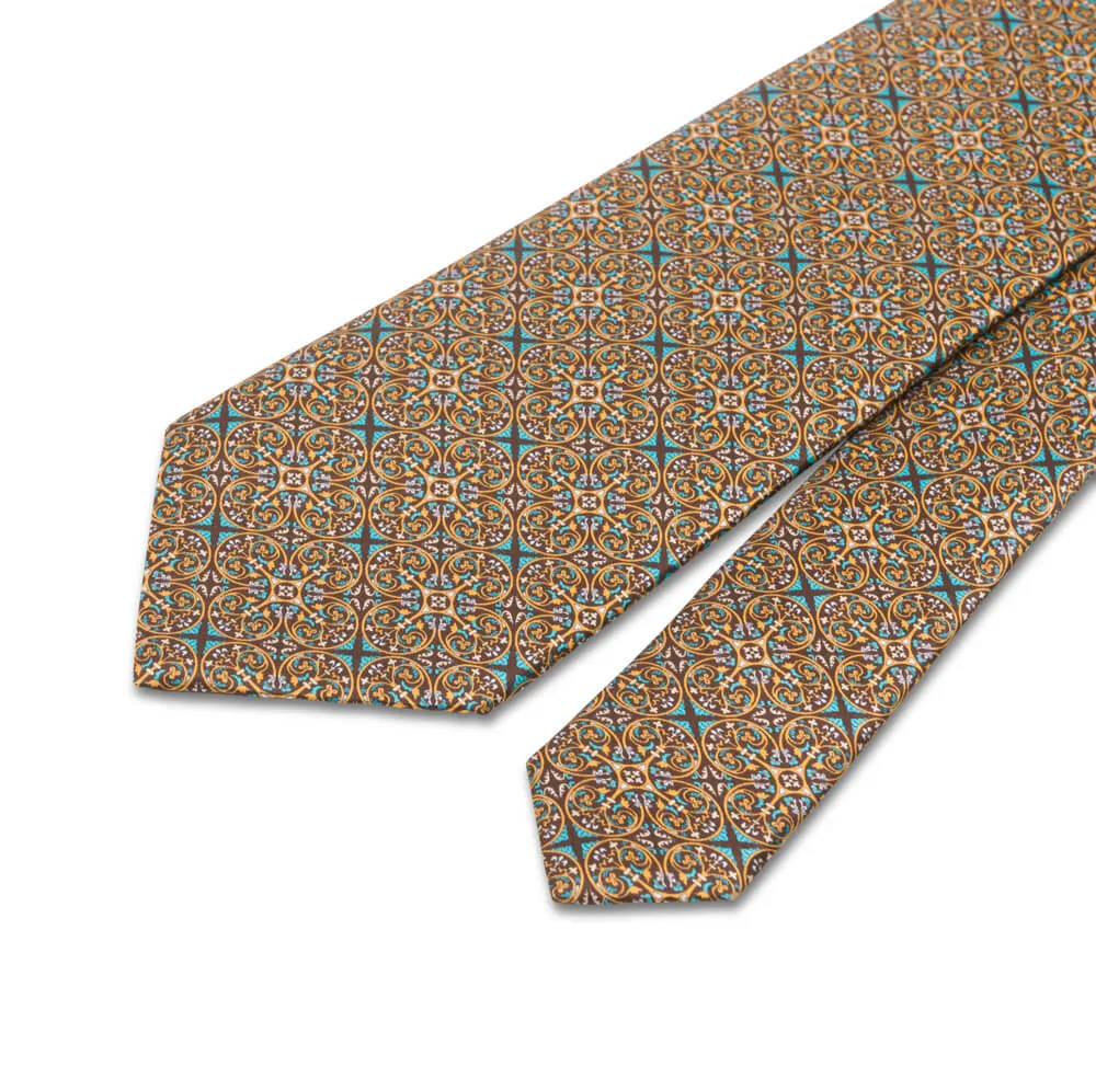 Brown Duomo of Milan Duchesse Silk Tie