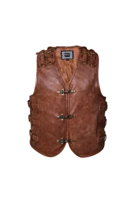 BROWN HL11649BROWN ROCKER STYLE BUCKLE VEST